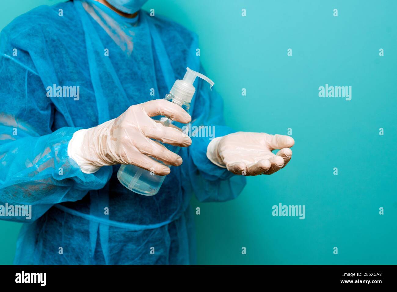 Stock photo of unrecognized healthcare worker wearing protective