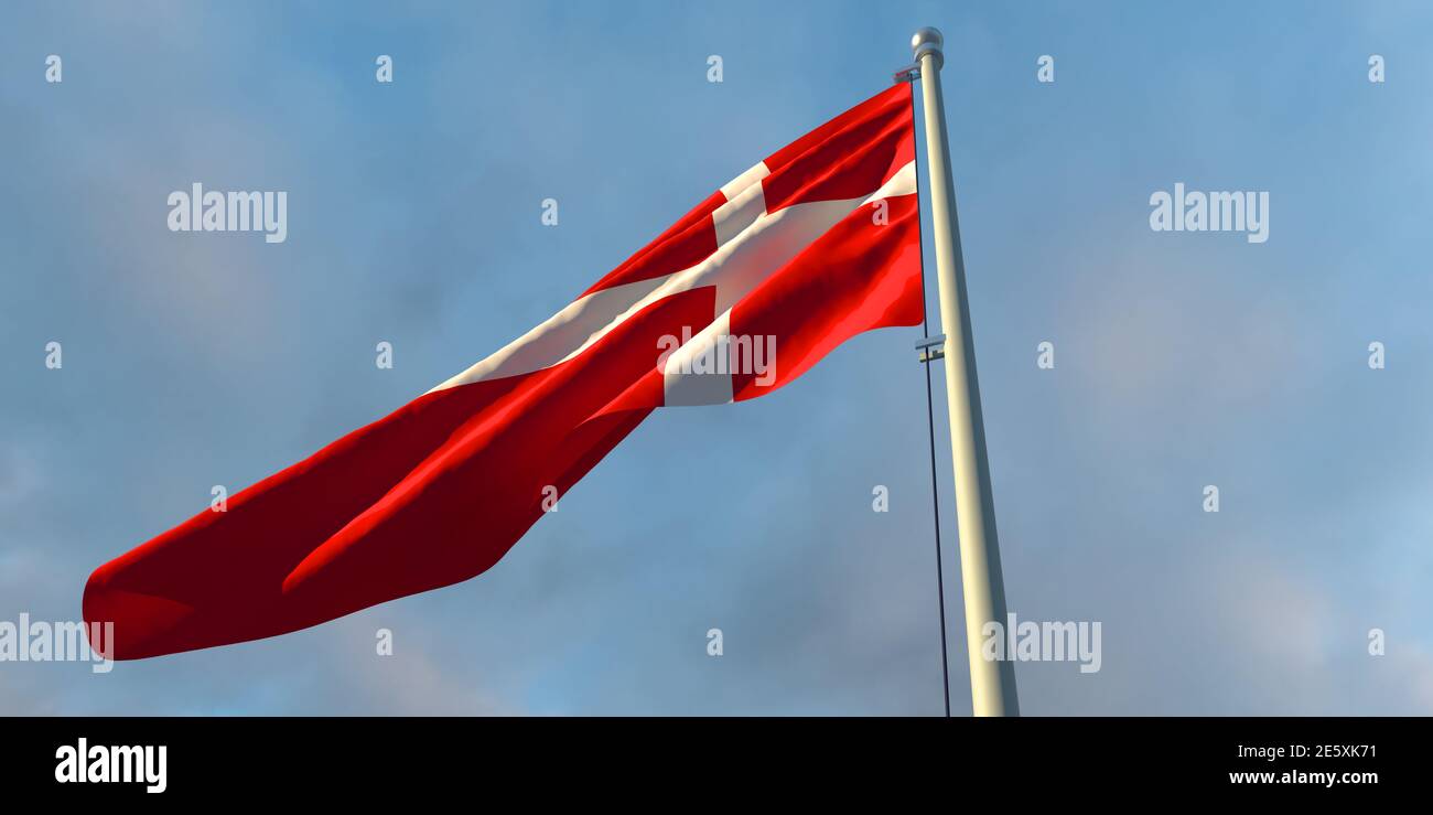 3d rendering of the national flag of the Denmark Stock Photo