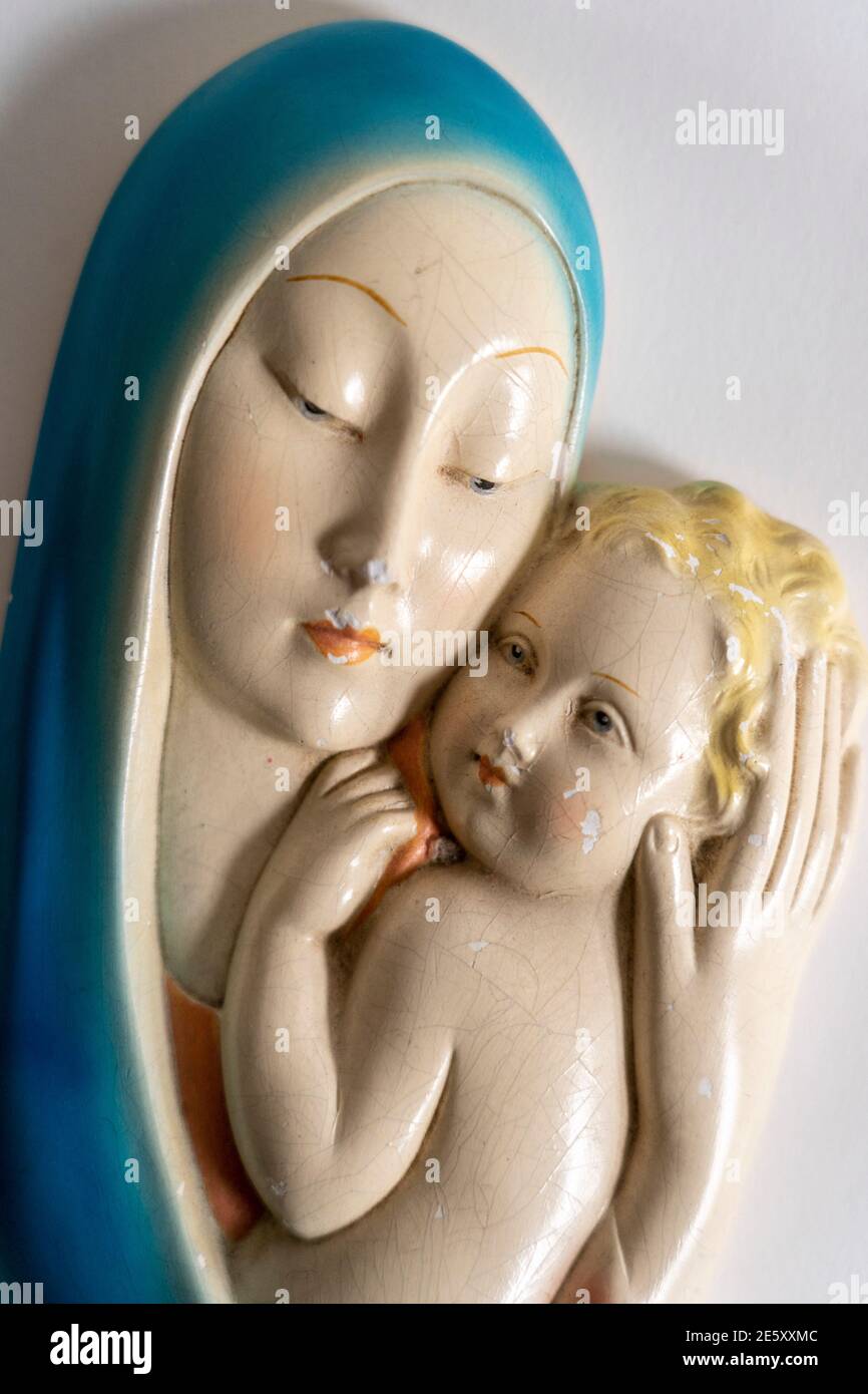 Antique Religious Iconographic statues and souvenirs Stock Photo
