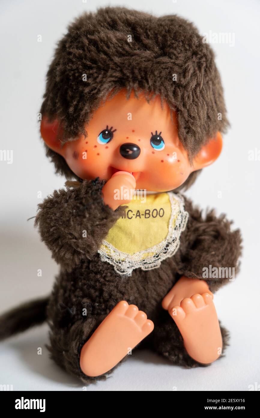 1980s Japanese Monchhichi Chic a boo monkey toy Stock Photo - Alamy