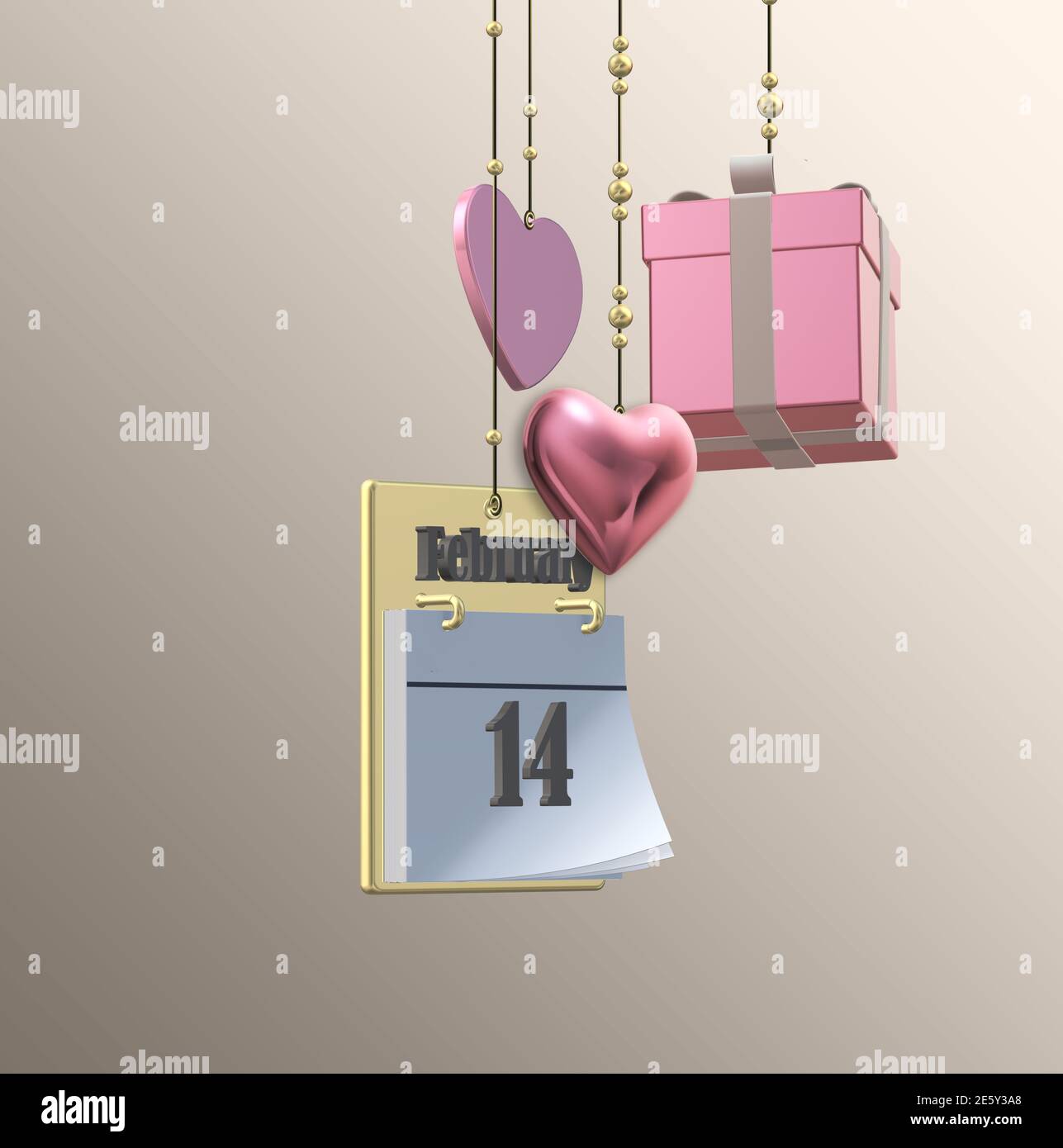 Valentine love card with hanging 3D hearts gift box calendar 14th Valentine love card with hanging 3D hearts gift box calendar 14th