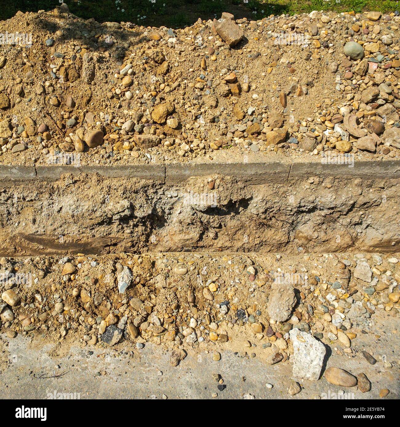 Digging Trench Under Sidewalk for Pipe Pass Stock Photo Alamy