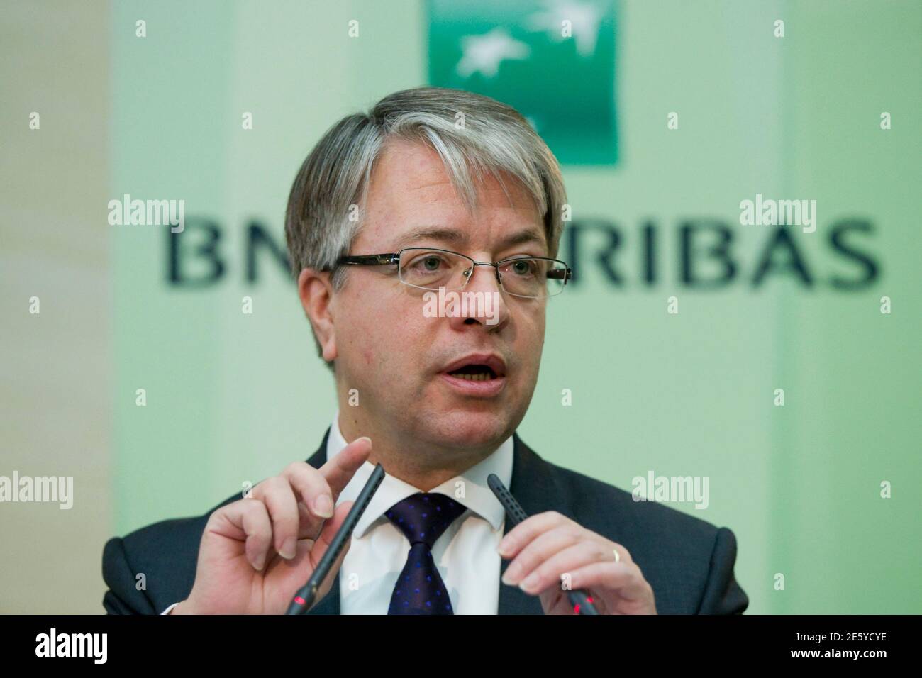 BNP Paribas Chief Executive Jean-Laurent Bonnafe speaks during a news  conference to present the bank's 2014 annual results in Paris, February 5,  2015. BNP Paribas, France's largest bank, said on Thursday that