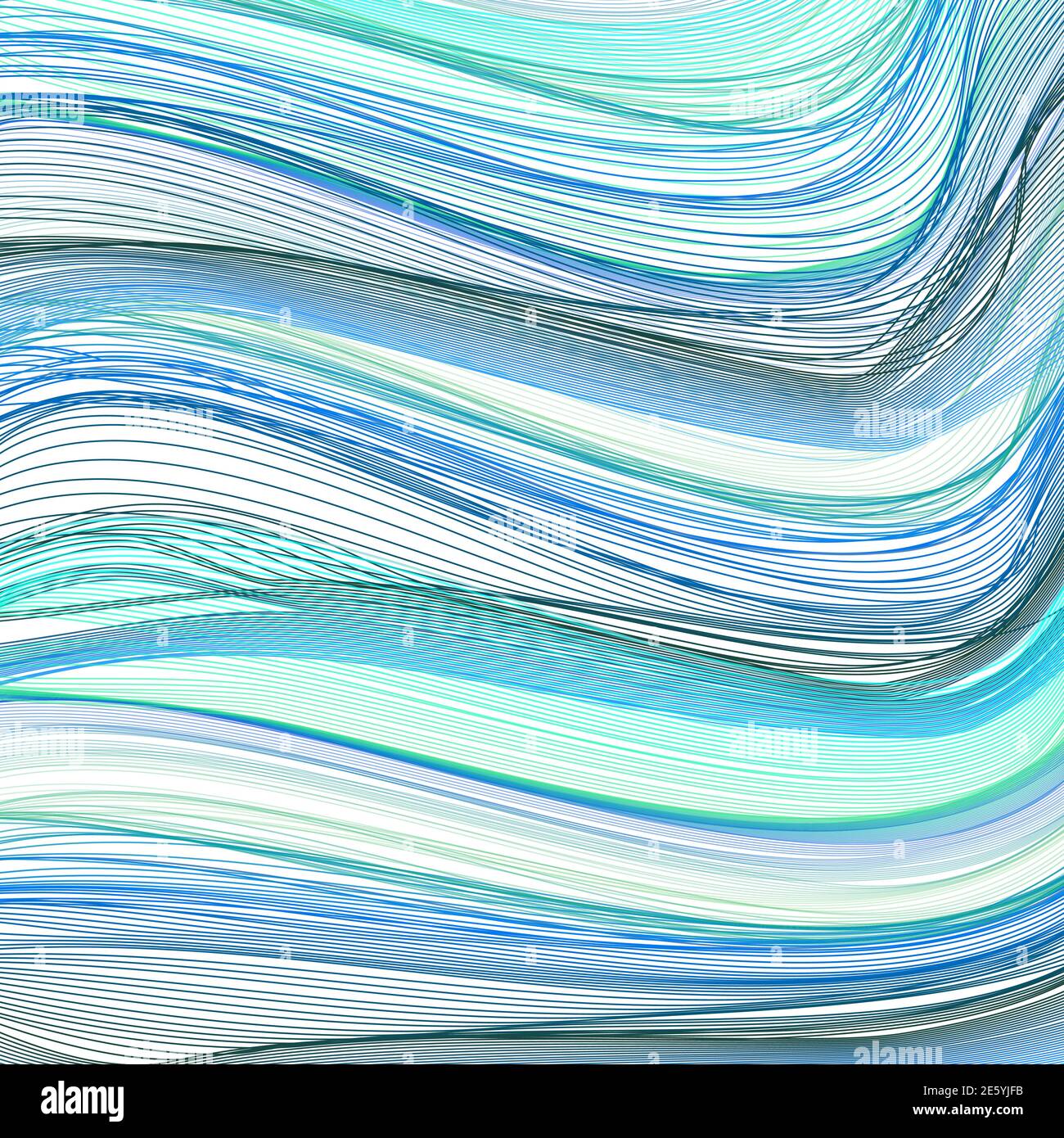 Blue, cyan, green, black squiggle curves, net. Multicolored abstract