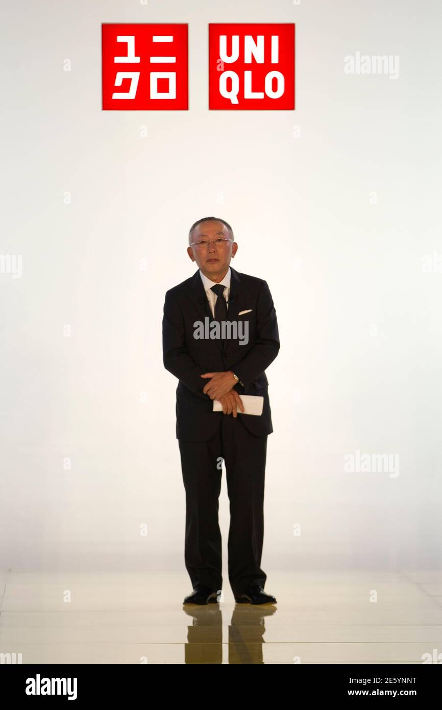 Tadashi Yanai, chairman and chief executive of Fast Retailing Co, attends  the presentation of a new sponsorship deal of Uniqlo budget fashion chain  in Paris May 23, 2012. REUTERS/Charles Platiau (FRANCE -