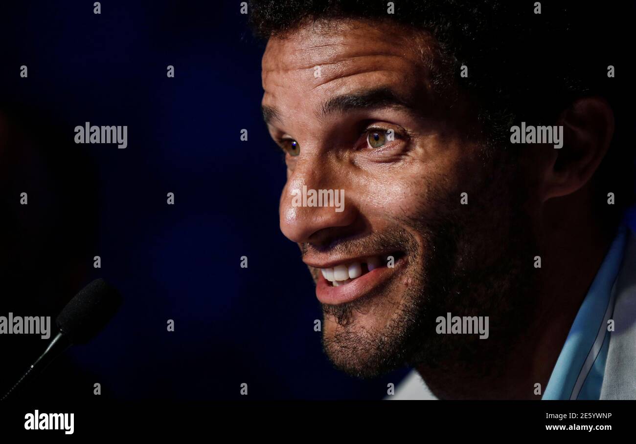 Kerala Blasters' marquee player David James attends a news conference during the international player draft for the Indian Super League in Mumbai August 21, 2014. Former Newcastle United striker Michael Chopra was picked by the Kerala Blasters, co-owned by cricketing great Sachin Tendulkar, in an international draft for the upcoming Indian Super League on Thursday. REUTERS/Danish Siddiqui (INDIA - Tags: SPORT SOCCER) Stock Photo
