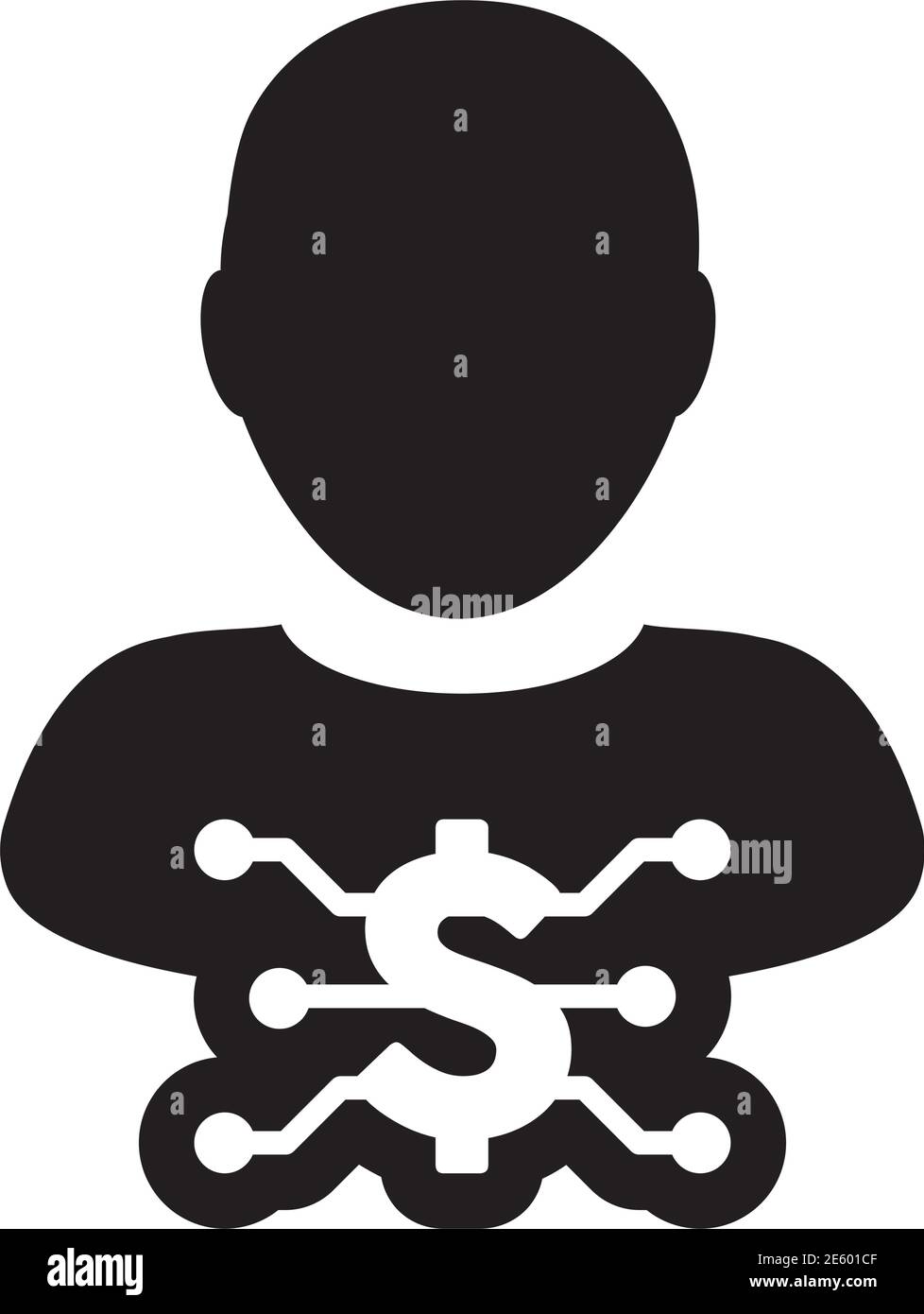 Transaction icon vector digital dollar currency with male user person ...