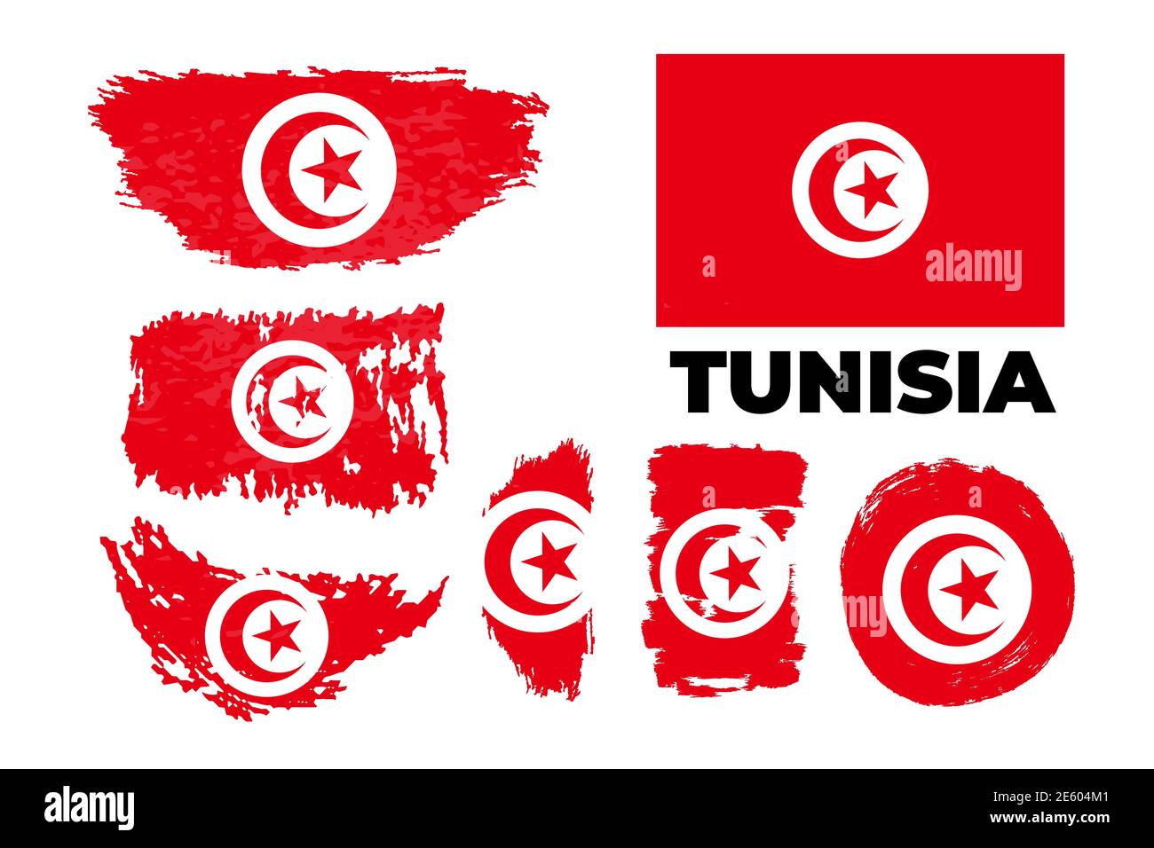 Flag of Tunisia on gray background. Vector illustration in trendy flat style.  Stock Vector