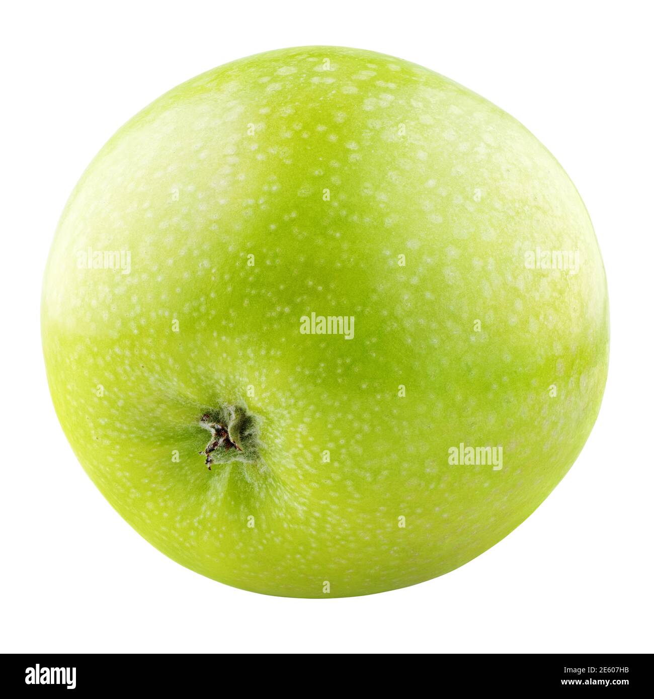 Single ripe green apple fruit isolated on white background. Granny