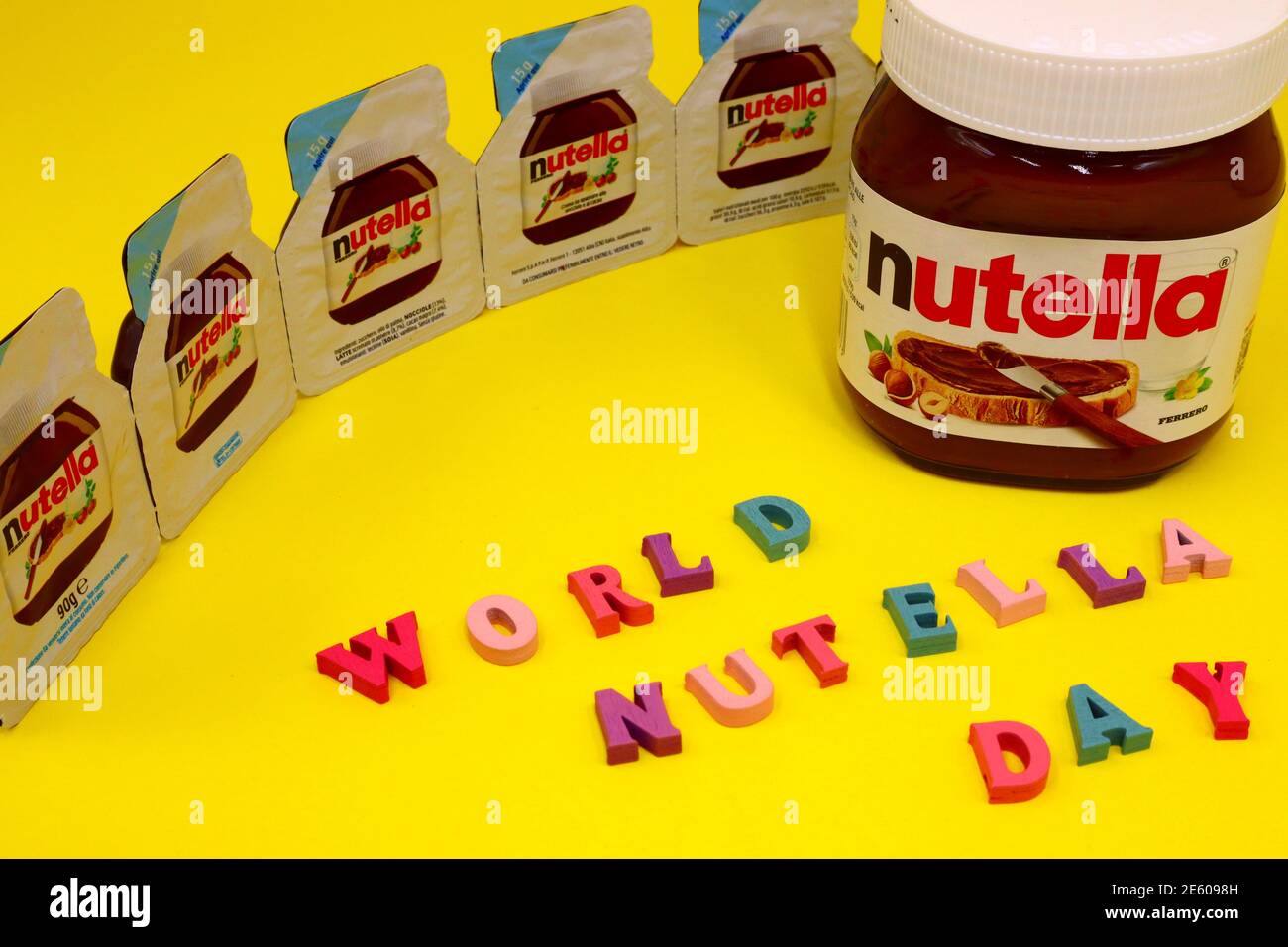 World NUTELLA Day, February 5 - NUTELLA, Hazelnut Spread with Cocoa is a  brand of products made in Italy by Ferrero Stock Photo - Alamy