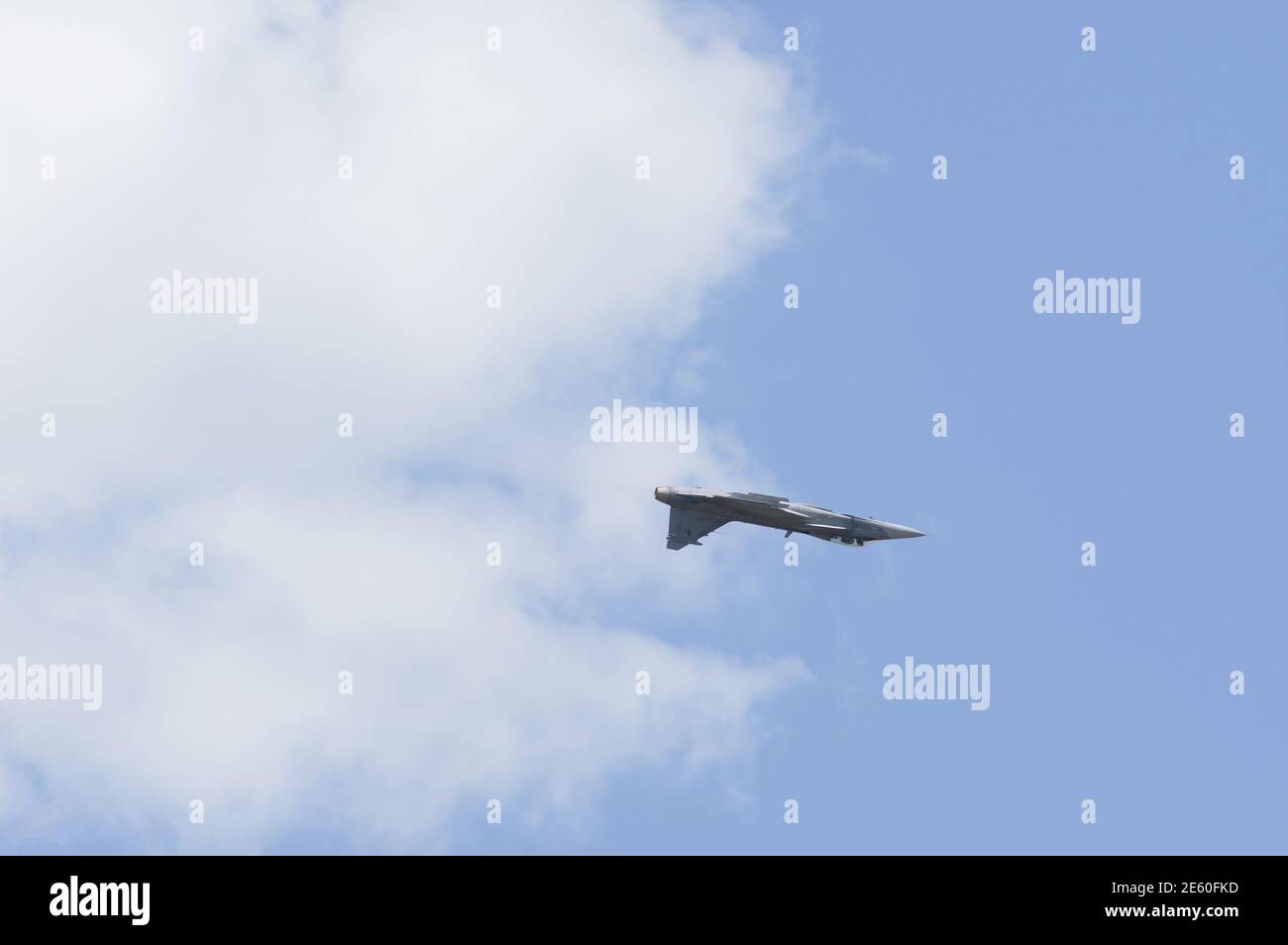 Volkel, Netherlands - June 14, 2019: Saab JAS39 Gripen upside down at an air show Stock Photo