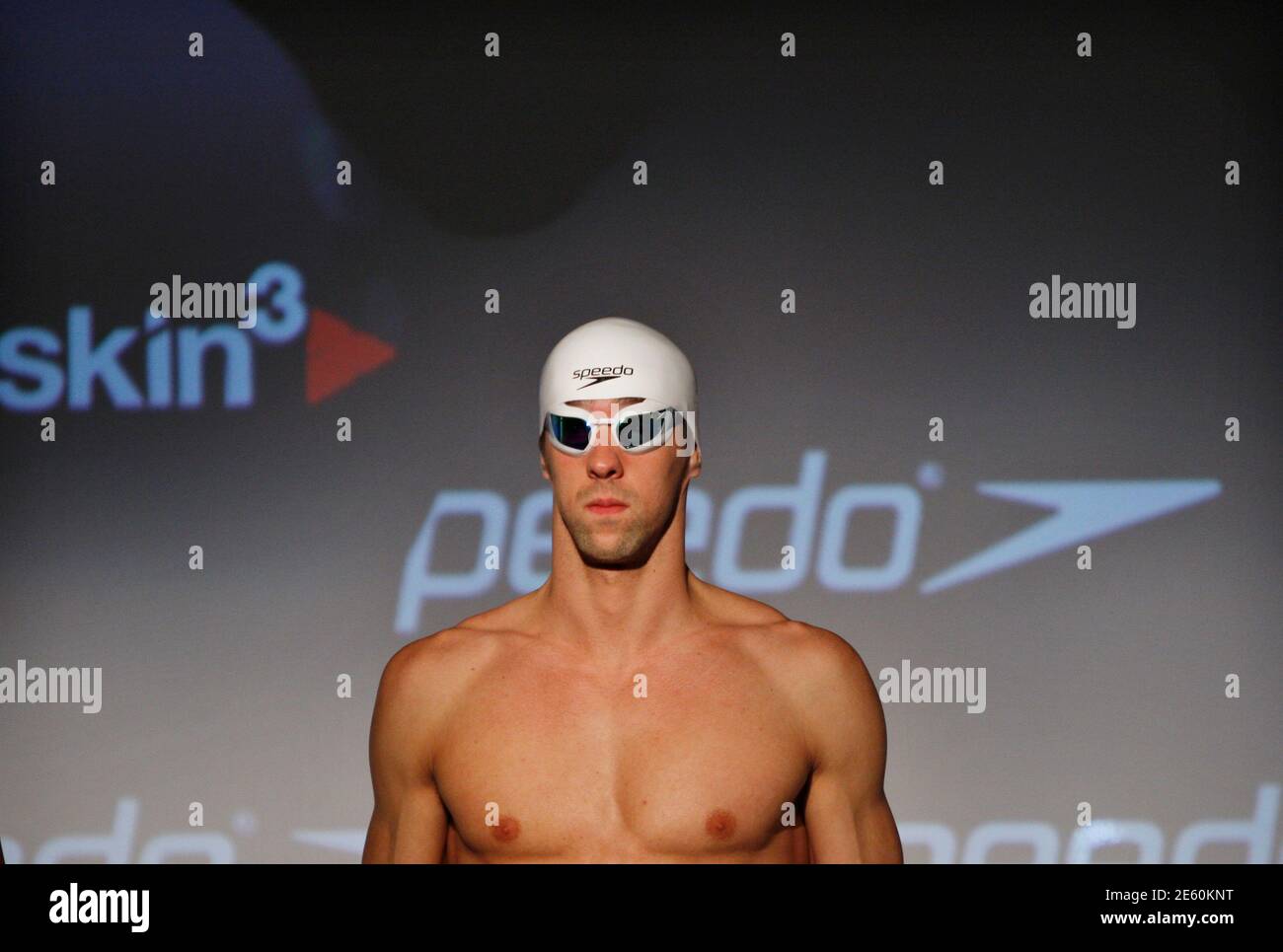 U.S. Olympic gold medallist swimmer Michael Phelps models the new Speedo  brand swimsuits "Speedo FASTSKIN3" at