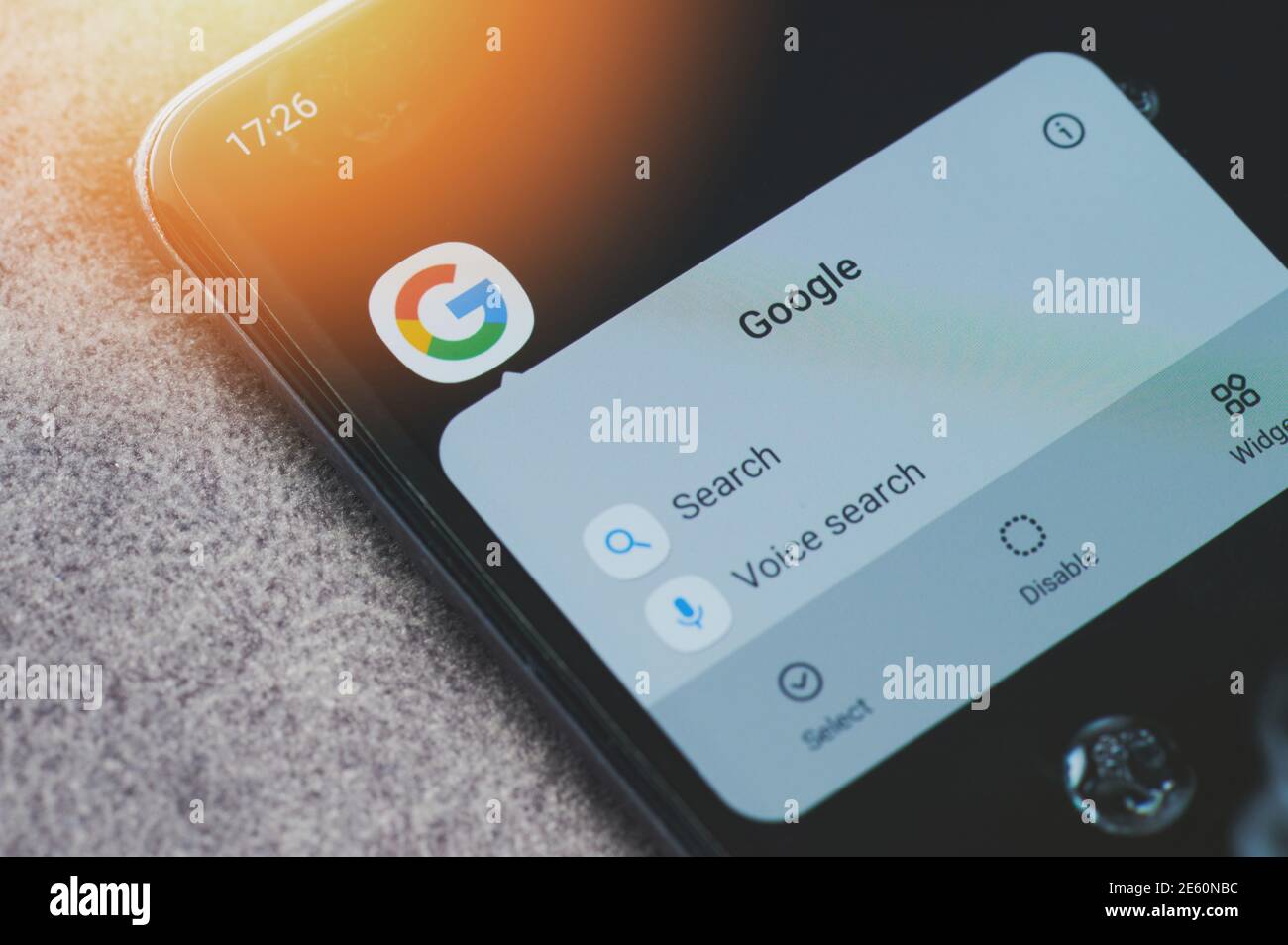 New york, USA - January 26, 2021: Open google search app on smartphone ...