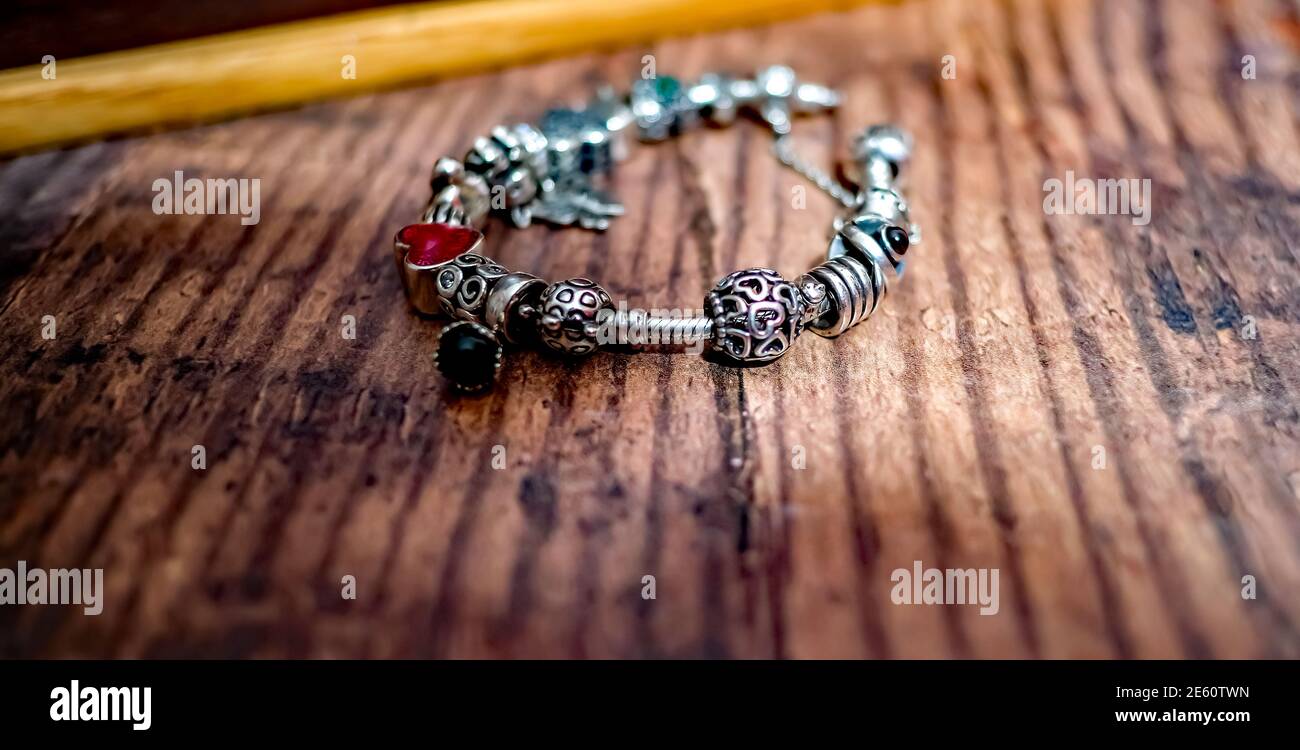 Norwich, Norfolk, UK – December 26 2020. An illustrative photo of a close  up with selective and shallow focus on a selection of Pandora charms Stock  Photo - Alamy