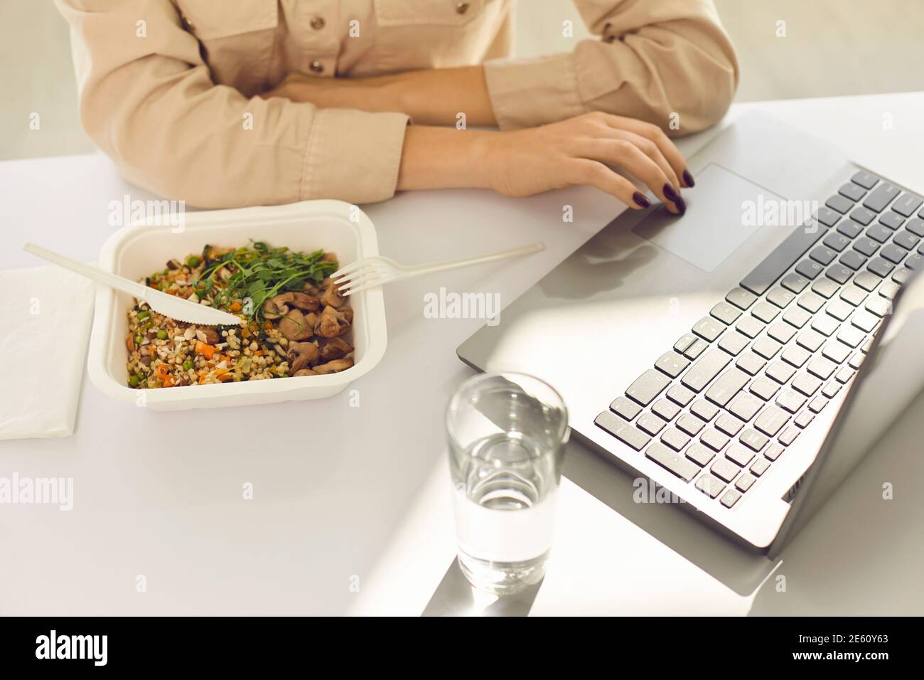 Desk food laptop hi-res stock photography and images - Alamy