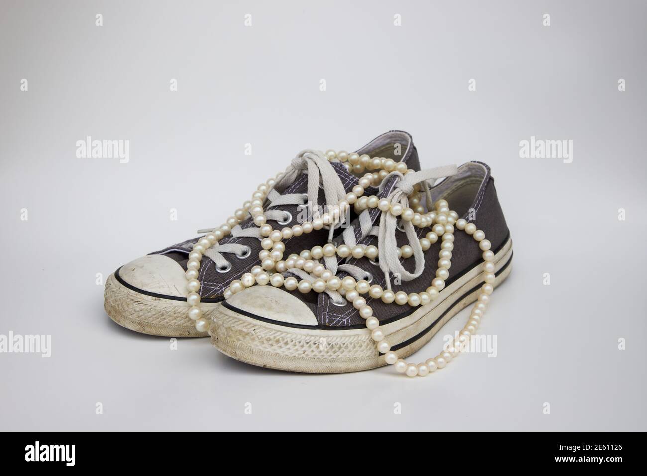 Chucks and Pearls 2021 with copy space Stock Photo