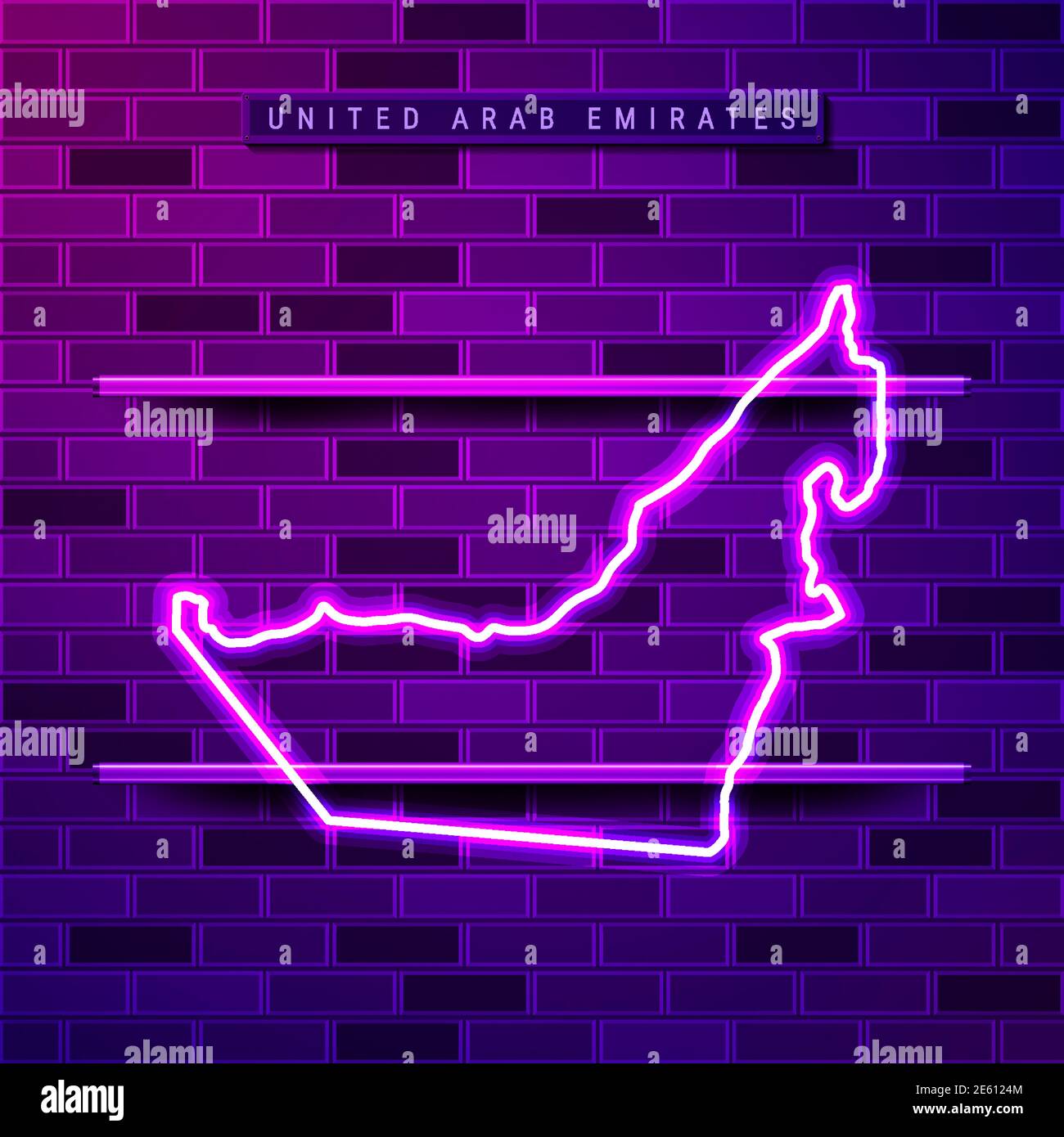 United Arab Emirates map glowing neon lamp sign. Realistic vector ...