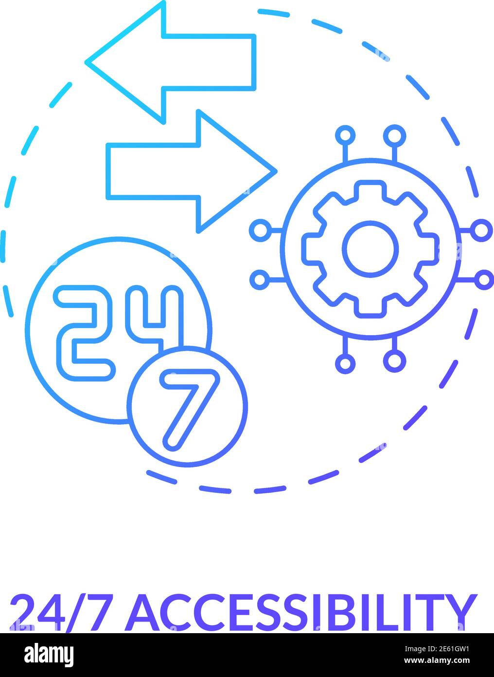 24 7 accessibility concept icon Stock Vector