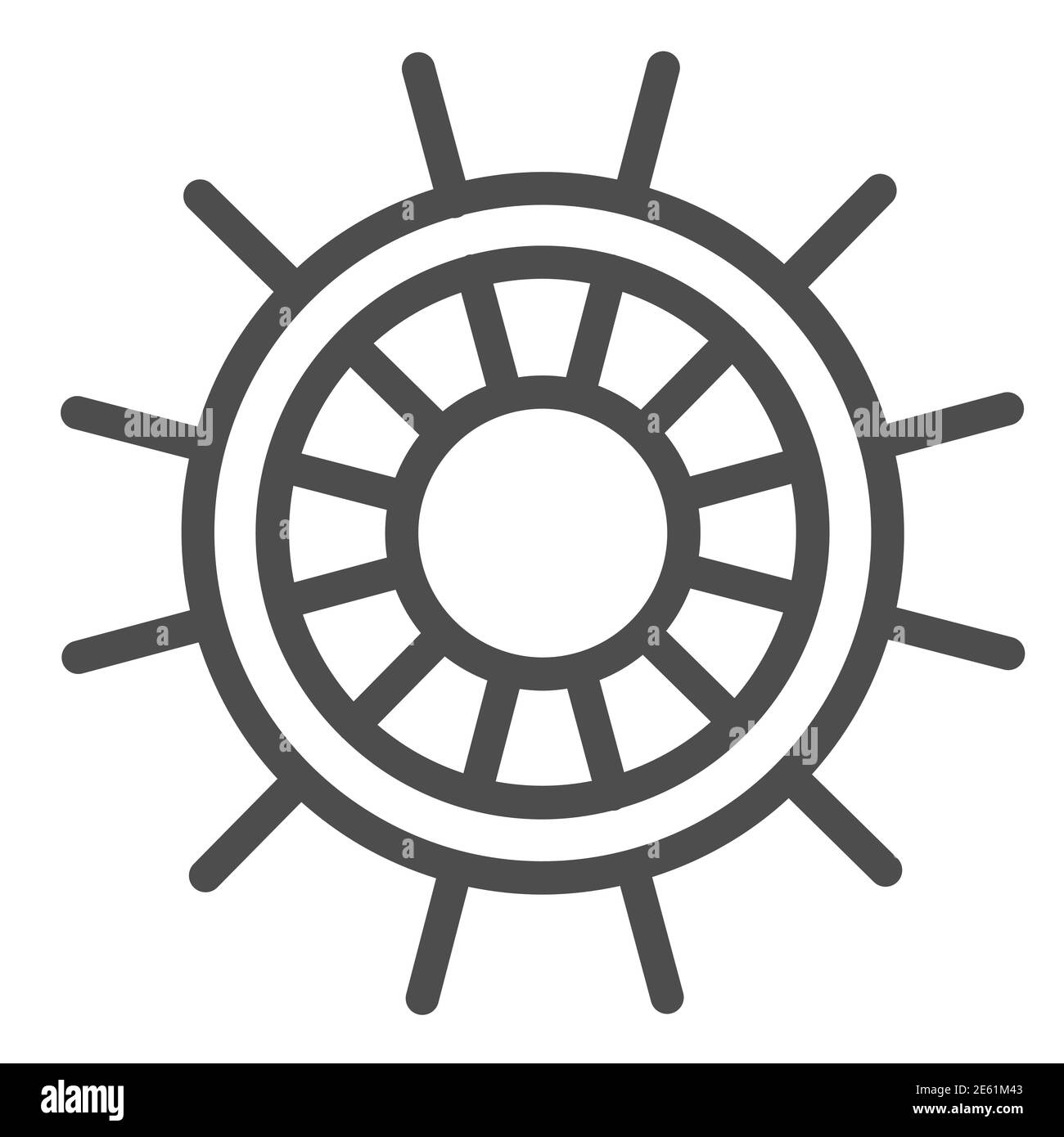 Boat steering wheel line icon, Ship emblem symbol, ship wheel vector