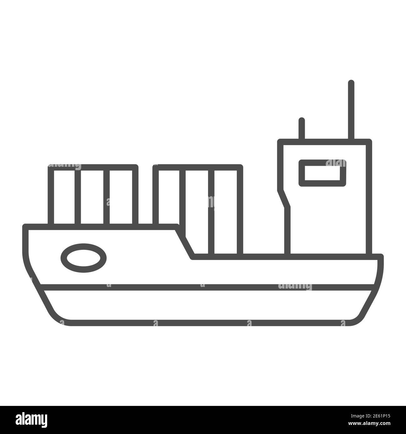 Tanker thin line icon, transport symbol, cargo ship vector sign on white background, oil tanker ship icon in outline style for mobile concept and web Stock Vector