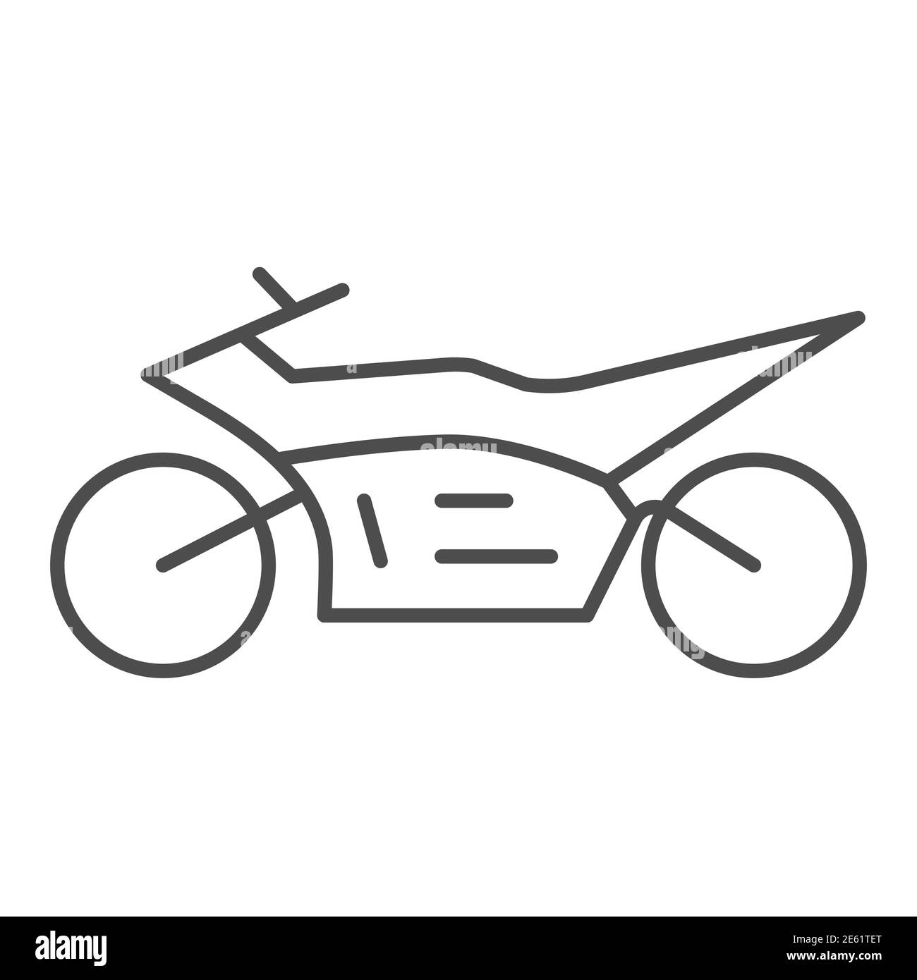 Sportbike thin line icon, speed road transport symbol, motocross motorbike vector sign on white background, sport motorcycle icon outline style for Stock Vector