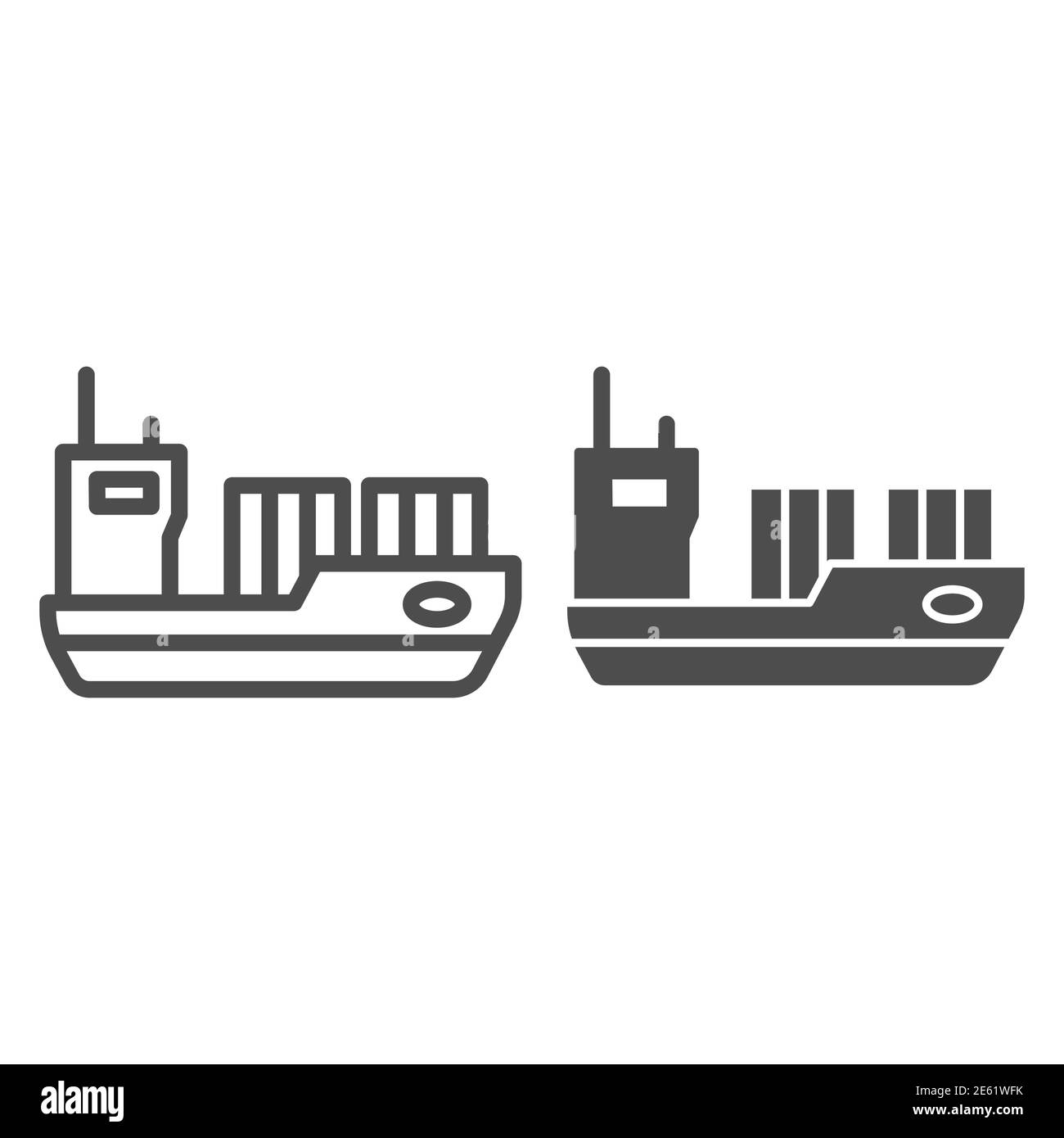 Tanker line and solid icon, transport symbol, cargo ship vector sign on white background, oil tanker ship icon in outline style for mobile concept and Stock Vector