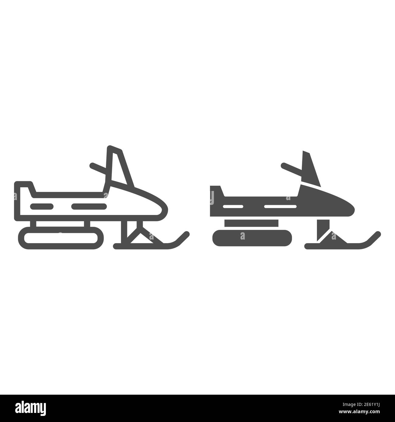 Snowmobile line and solid icon, extreme winter transport symbol ...