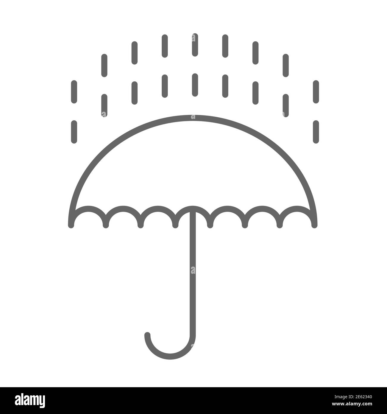 Sign on delivery package thin line icon, delivery symbol, umbrella packaging vector sign on white background, keep dry icon in outline style for Stock Vector
