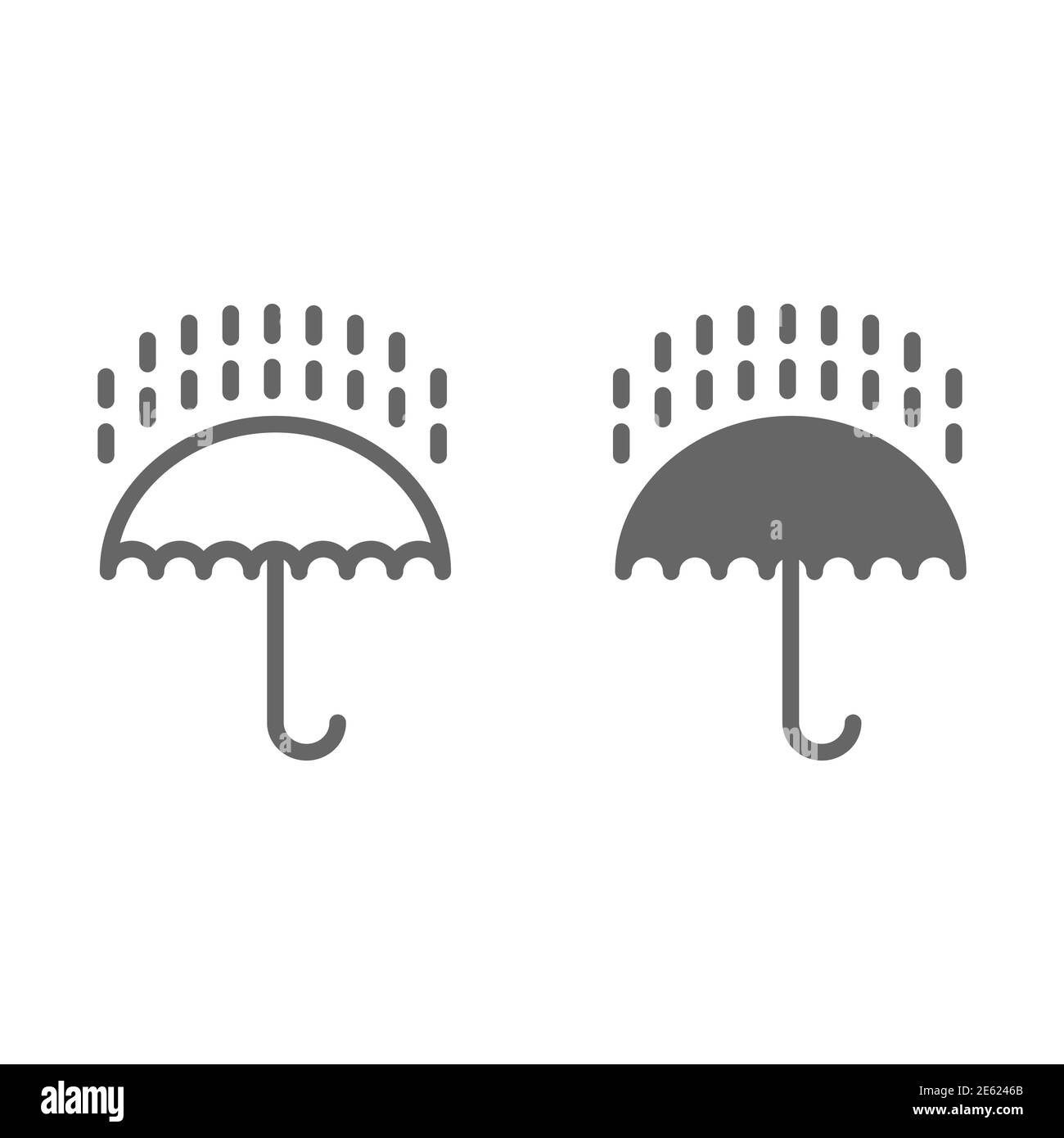 Sign on delivery package line and solid icon, delivery symbol, umbrella packaging vector sign on white background, keep dry icon in outline style for Stock Vector