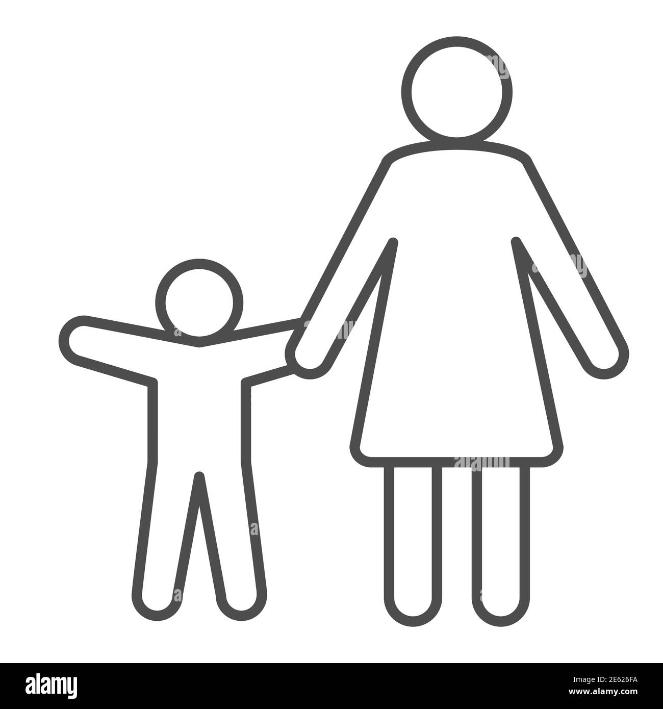 Mother with child thin line icon, Children protection symbol , Parent and  kid silhouette vector sign on white background, Mom and son icon in outline  Stock Vector Image & Art - Alamy