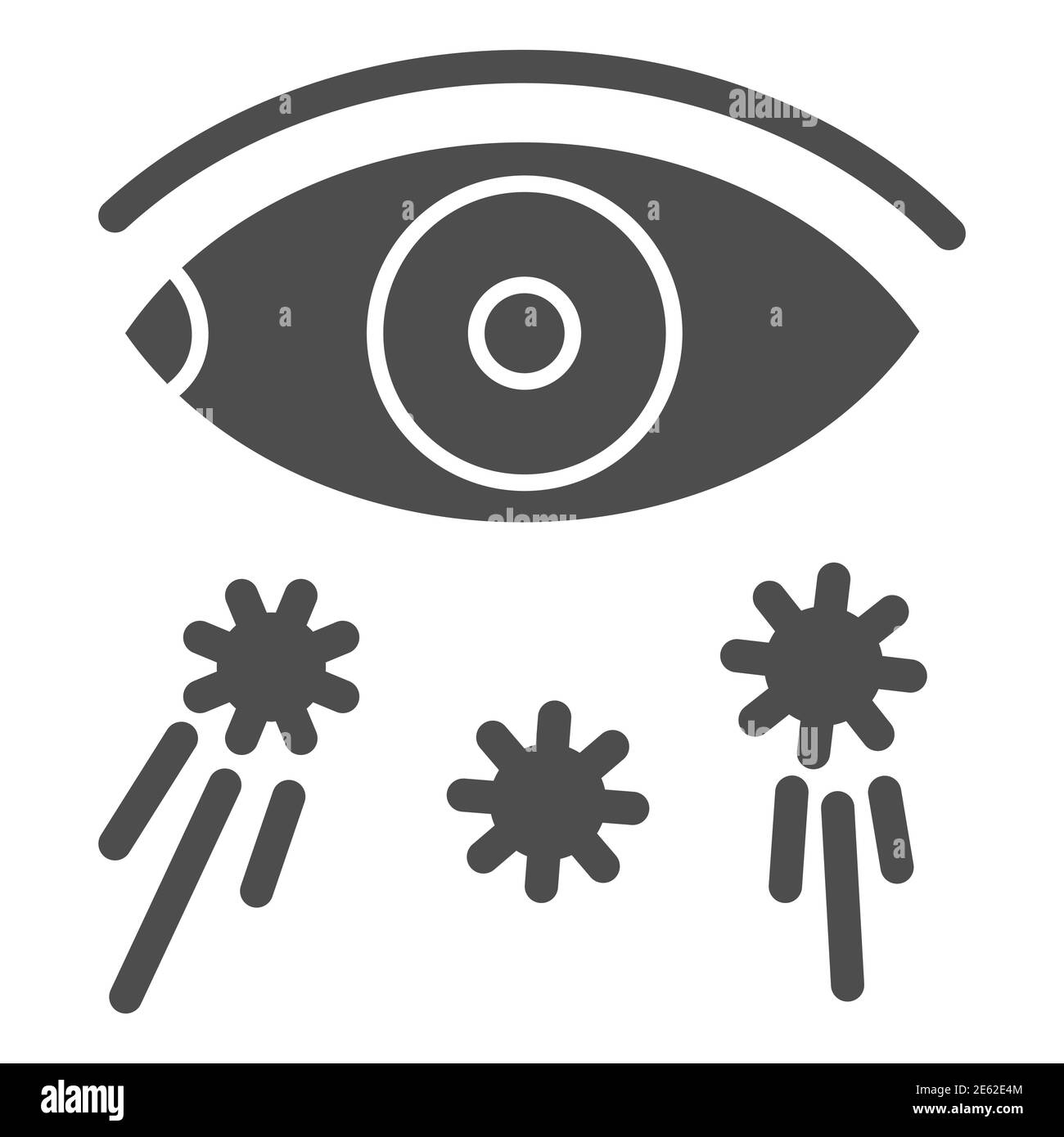 Virus transmission and eye solid icon, covid-19 prevention concept, virus spreads through eyes sign on white background, Avoid touching eyes icon in Stock Vector