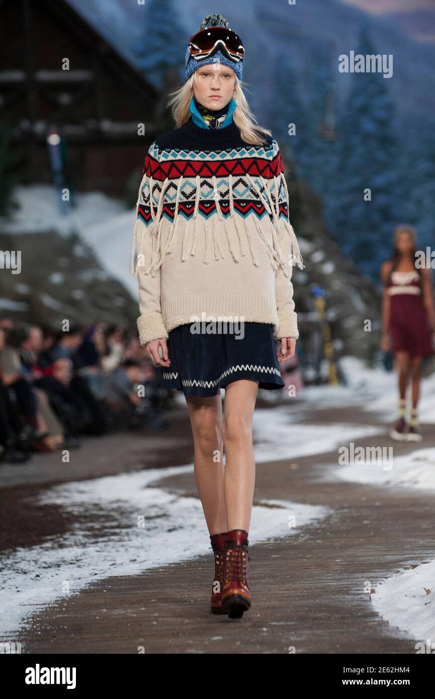 A model presents a creation from the Tommy Hilfiger Fall 2014 collection  during New York Fashion Week February 10, 2014. REUTERS/Keith Bedford  (UNITED STATES - Tags: FASHION Stock Photo - Alamy