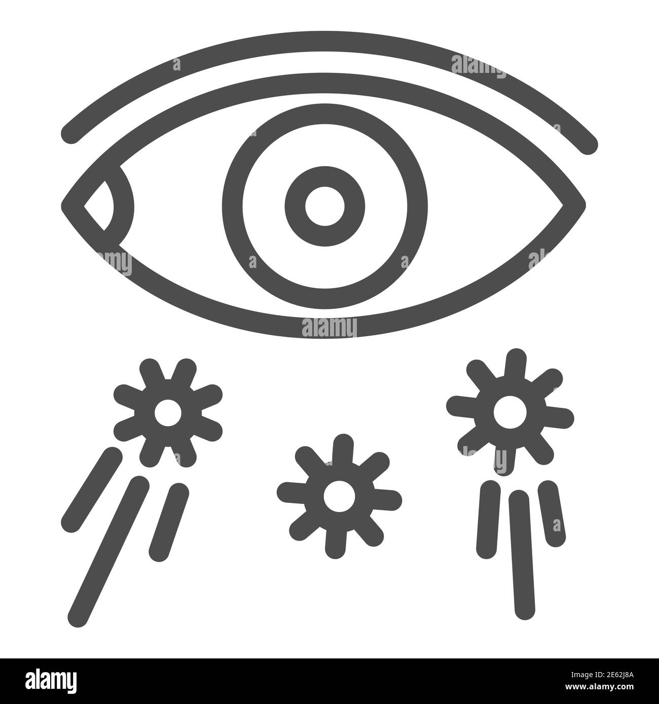 Virus transmission and eye line icon, covid-19 prevention concept, virus spreads through eyes sign on white background, Avoid touching eyes icon in Stock Vector