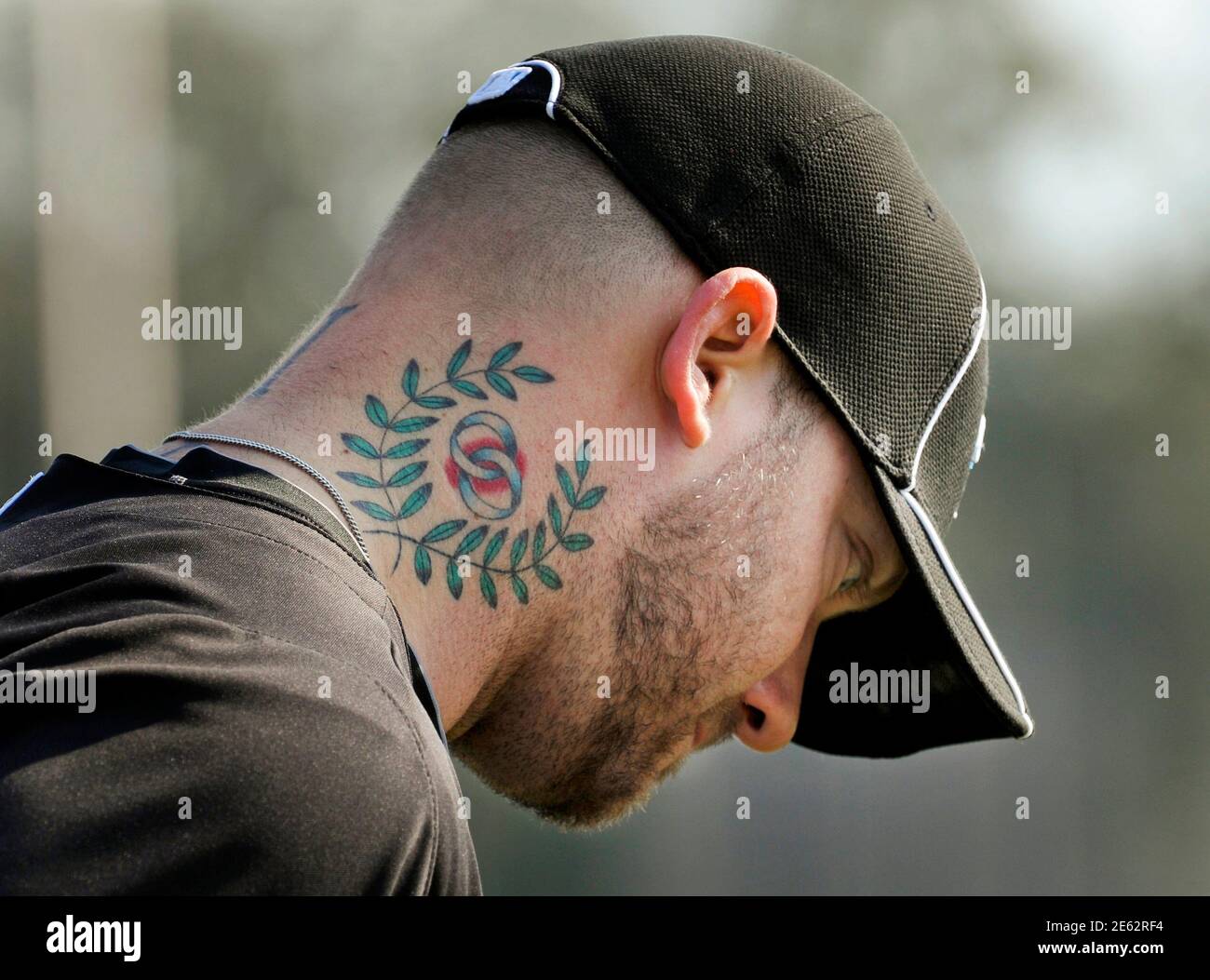 Tattoos On Neck High Resolution Stock Photography And Images Alamy
