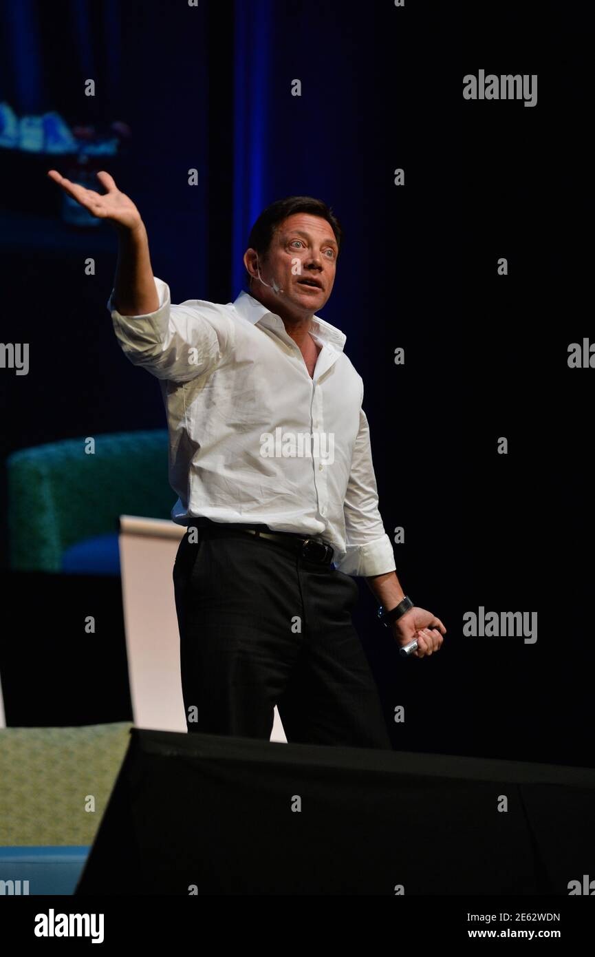 MIAMI, FL - SEPTEMBER 17: Motivational speaker Jordan Belfort speaking at  his seminar 'The Power of Persuasion Using the Wolf of Wall Street's  Straight Line System' on September 17, 2014 in Fort