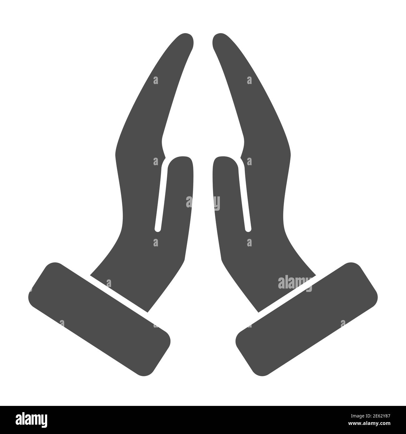 Pray hands gesture solid icon, gestures concept, hands together in religious prayer sign on white background, Hand beg icon in glyph style for mobile Stock Vector
