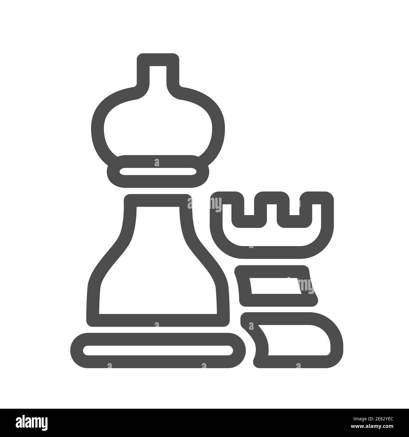 Chess pieces line icon, business strategy concept, strategy and tactics sign on white background, Rook and bishop icon in outline style for mobile Stock Vector