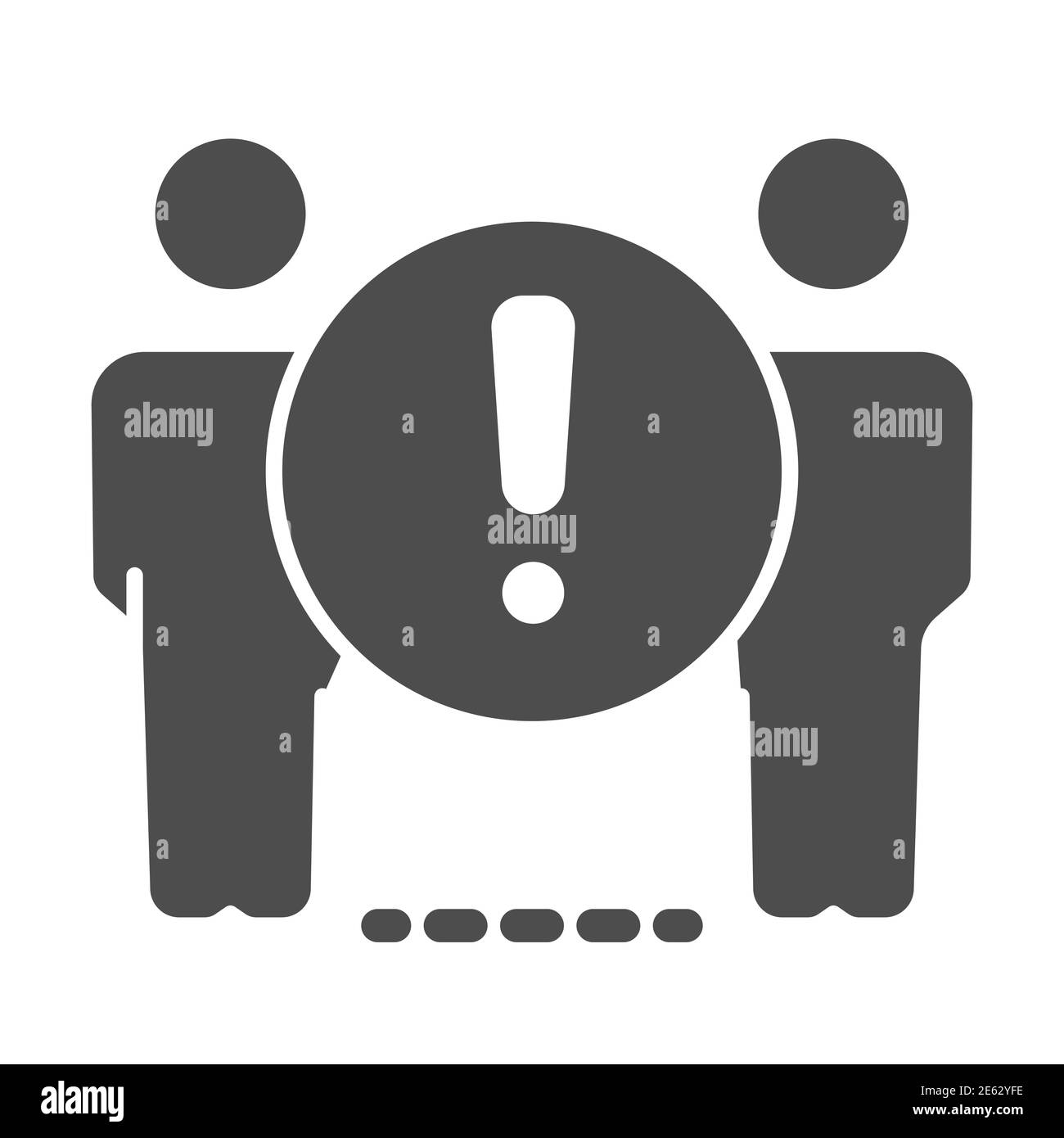 Two person standing at distance solid icon, social distancing, covid-19 concept, Keep distance with attention sign on white background, No crowd and Stock Vector