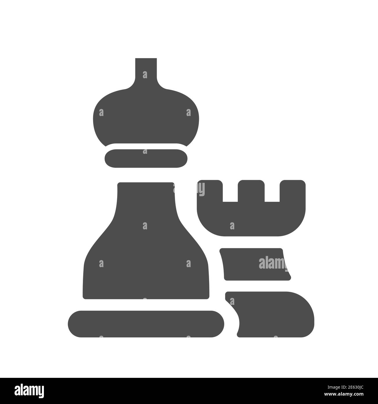 Chess pieces solid icon, business strategy concept, strategy and tactics sign on white background, Rook and bishop icon in glyph style for mobile Stock Vector