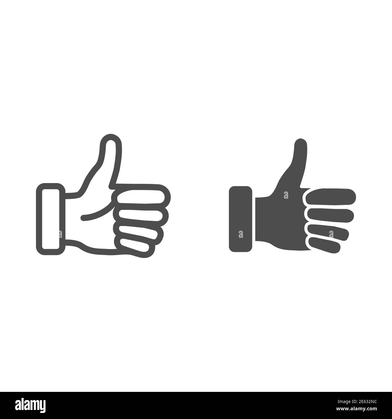 Like gesture line and solid icon, hand gestures concept, thumb up sign