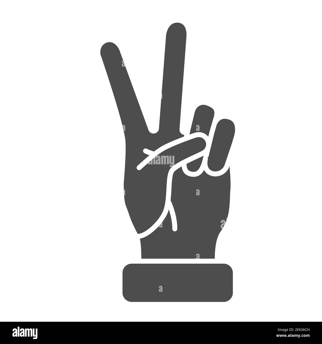 Victory gesture solid icon, Hand gestures concept, Peace sign on white background, Two fingers up icon in glyph style for mobile concept and web Stock Vector