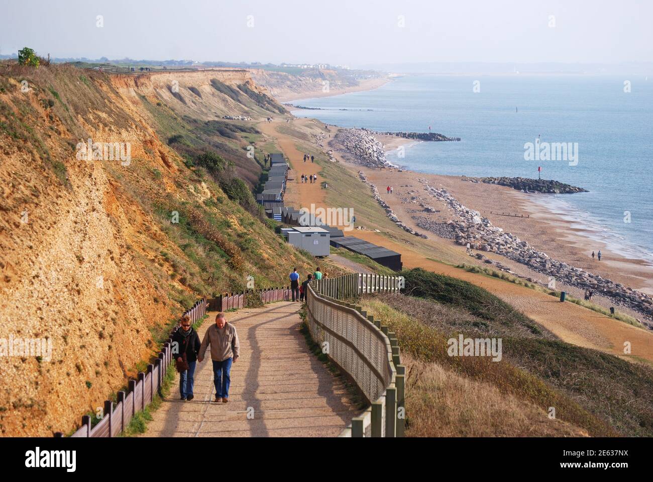 Beach and coastal view, Barton-on-Sea, New Milton, Hampshire, England, United Kingdom Stock Photo