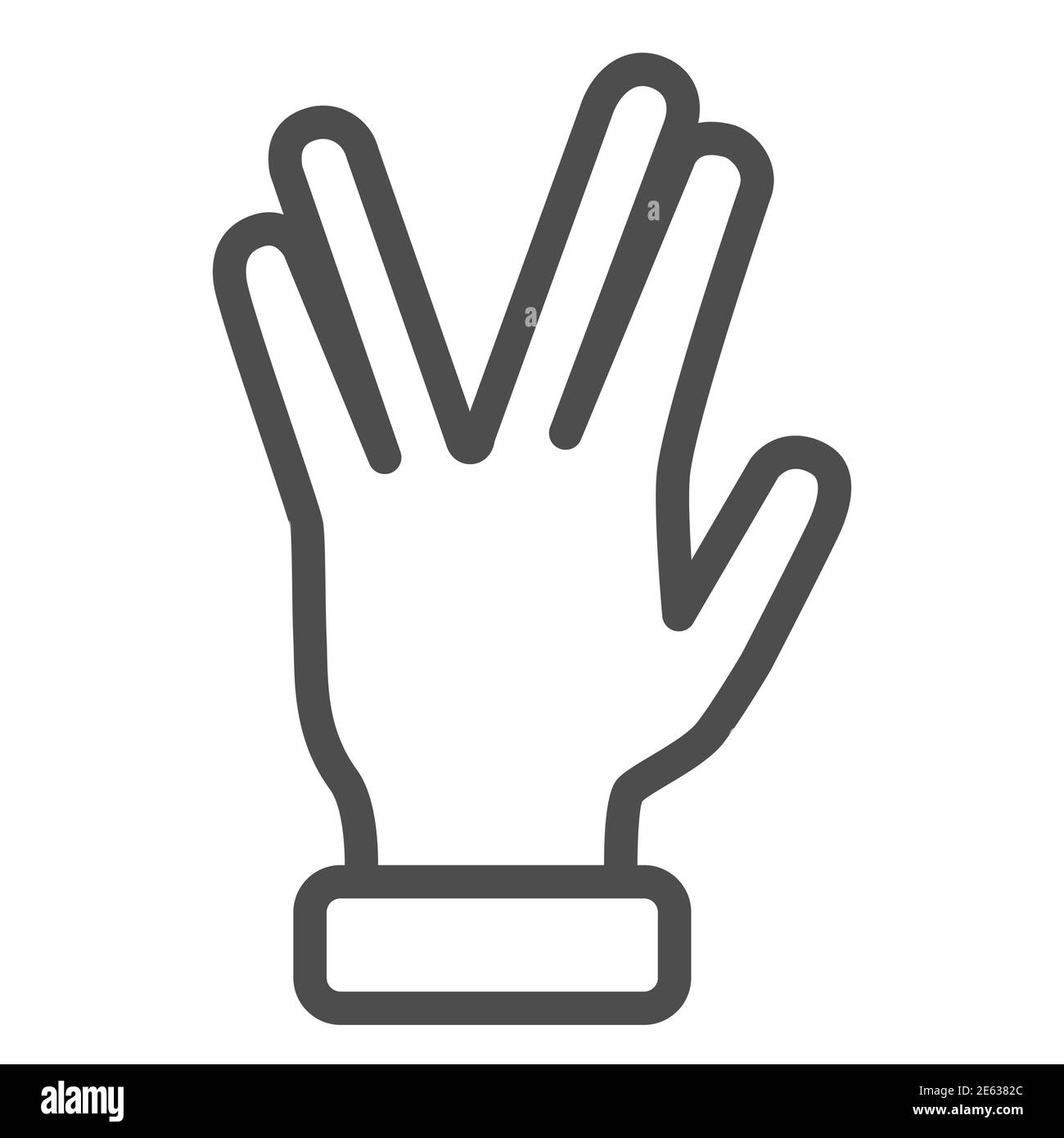 Four fingers gesture line icon, gestures concept, Vulcan salute hand sign on white background, Hand with four fingers up icon in outline style for Stock Vector