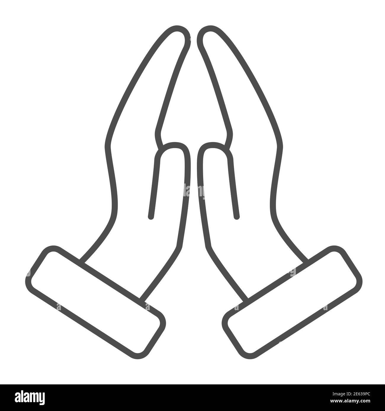 Pray hands gesture thin line icon, gestures concept, hands together in religious prayer sign on white background, Hand beg icon in outline style for Stock Vector