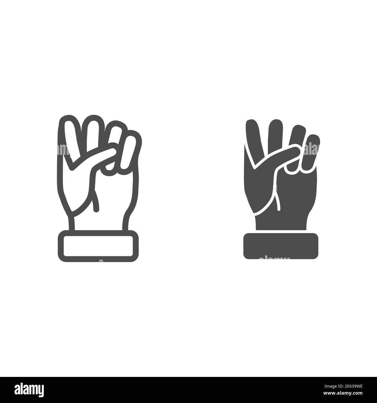 Fist line and solid icon, hand gestures concept, power gesture sign on ...