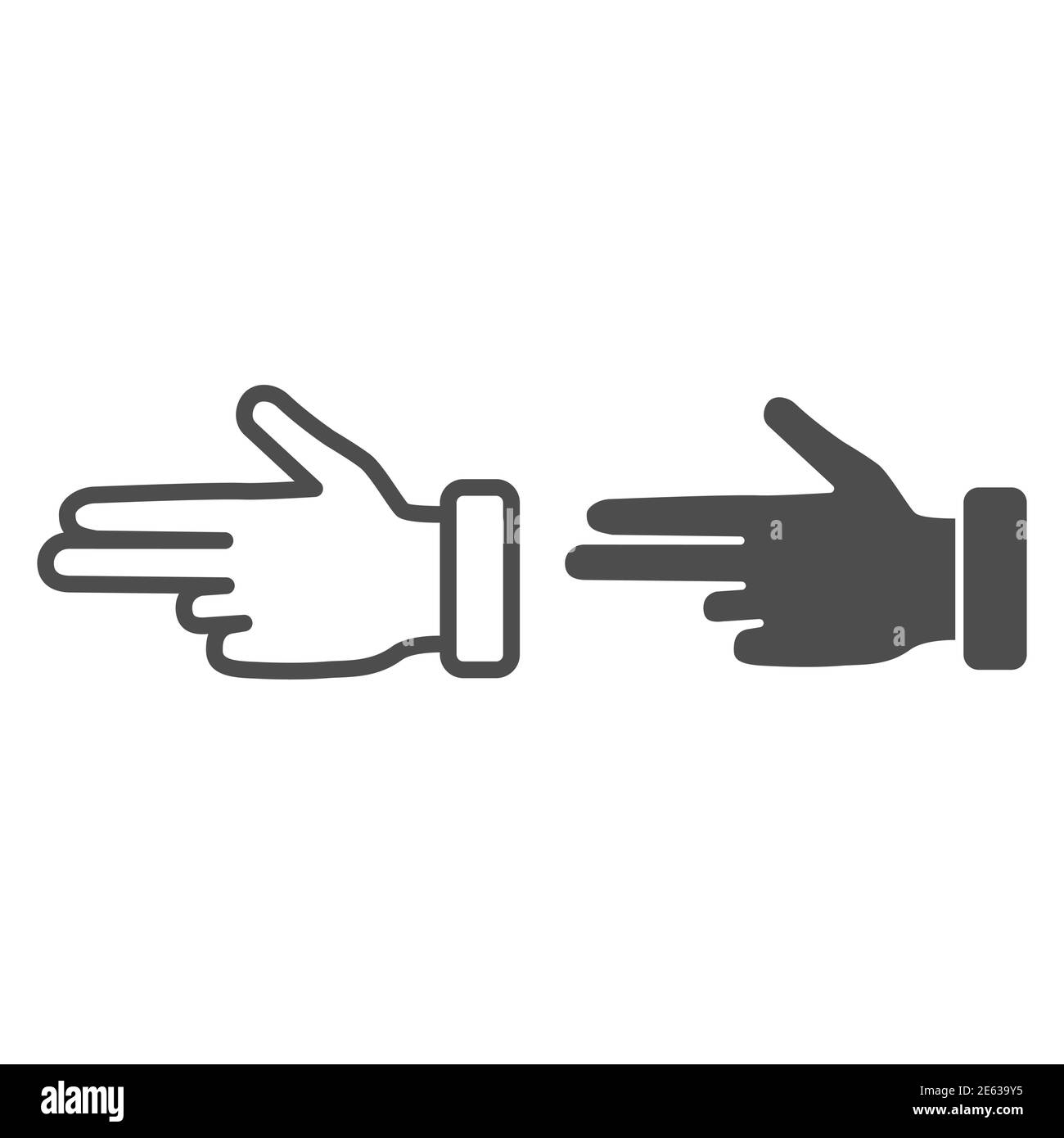 Three fingers gesture line and solid icon, Hand gestures concept ...