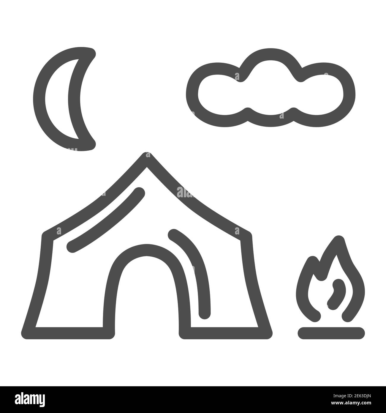Campfire tent line icon, Summer outdoor adventures concept, Tourist ...