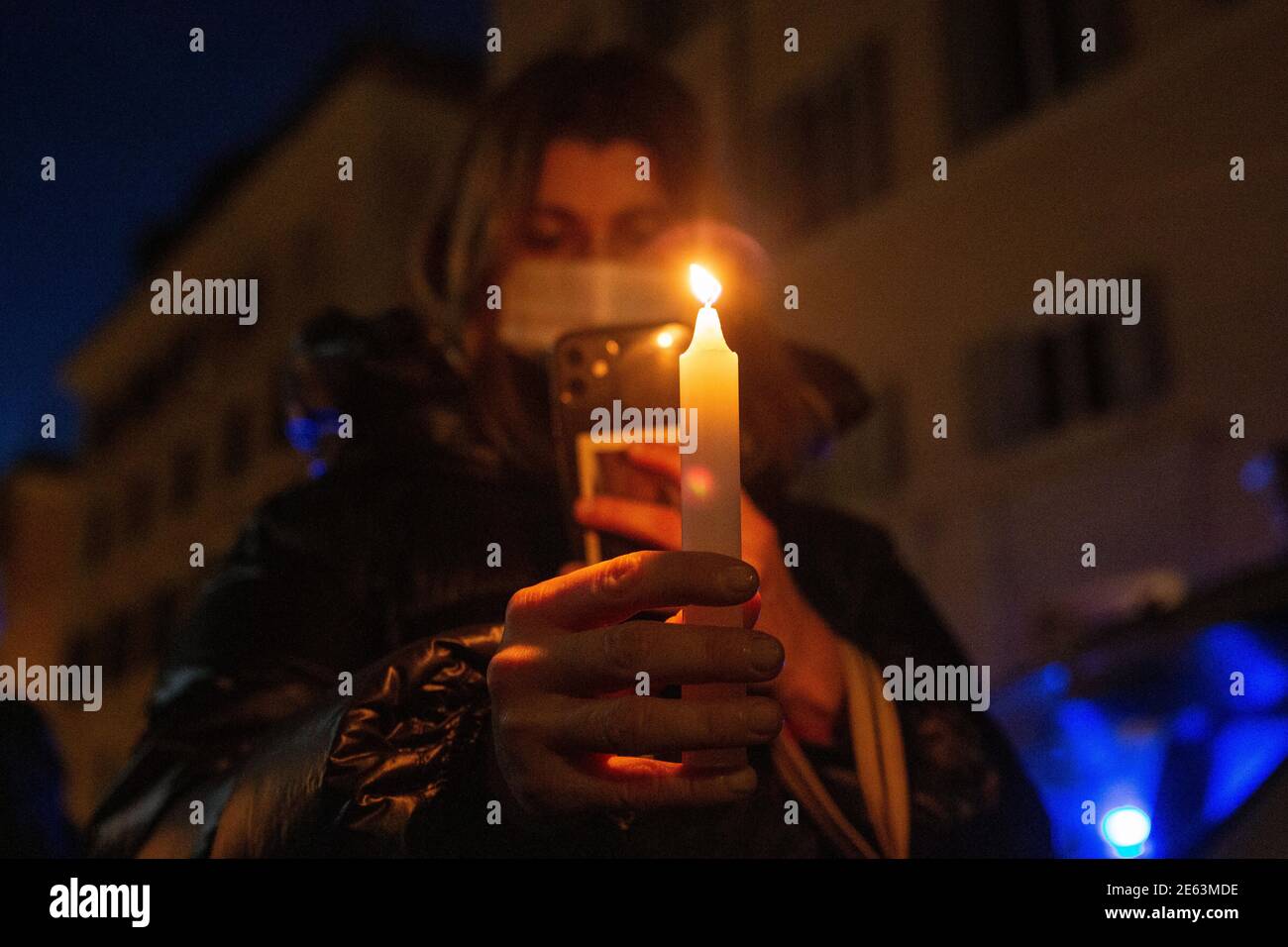 Rome, Italy. 27th Jan, 2021. (1/27/2021) Torchlight procession to remember the 'forgotten' victims of the Holocaust: the Rom-Sinti people, homosexuals, disabled people (Photo by Matteo Nardone/Pacific Press/Sipa USA) Credit: Sipa USA/Alamy Live News Stock Photo