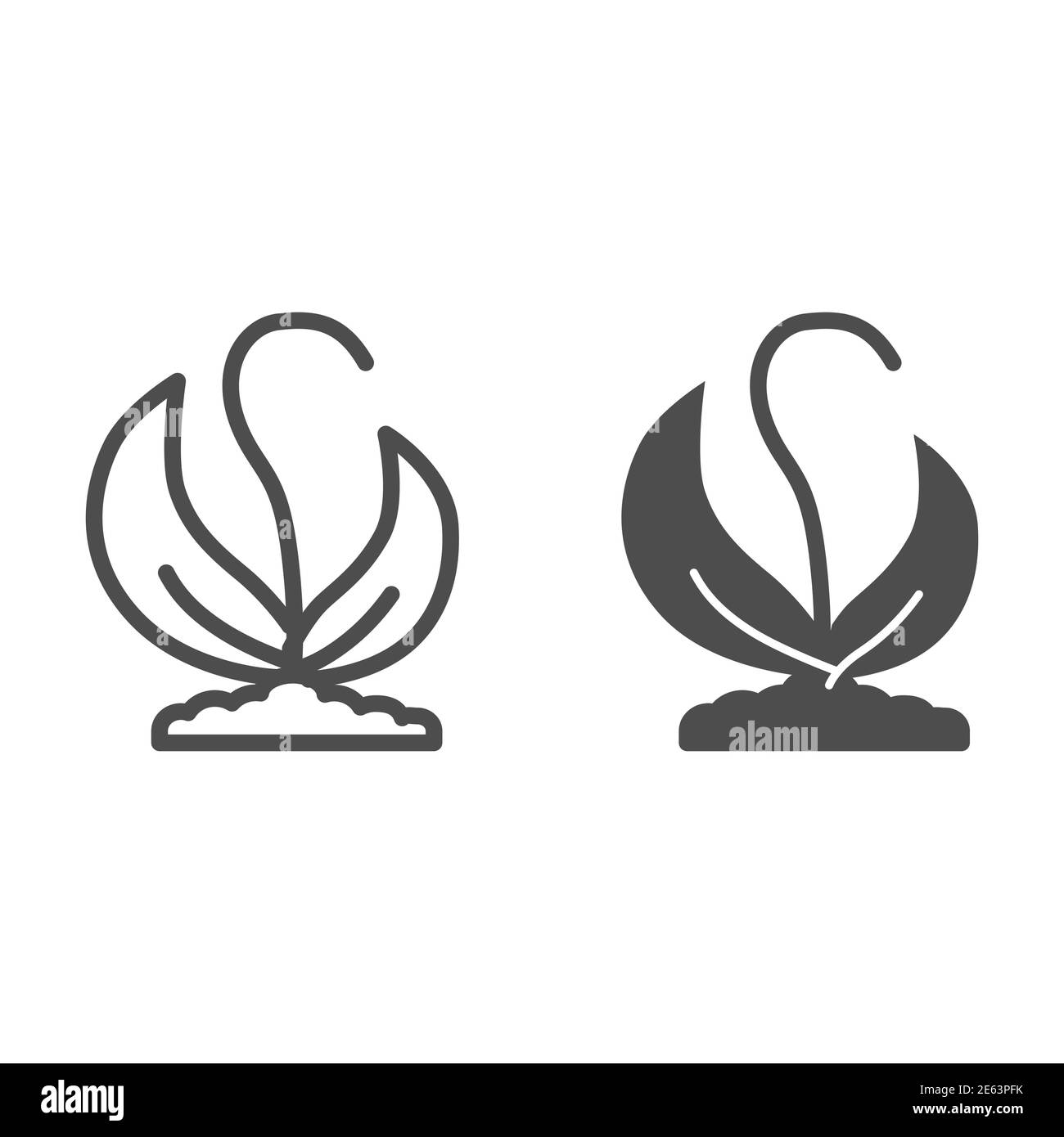Small sprout with leaves line and solid icon, Nature concept, gardening ...