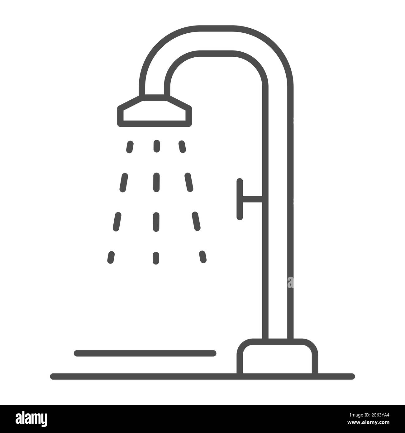 Shower thin line icon, Summertime concept, beach shower sign on white